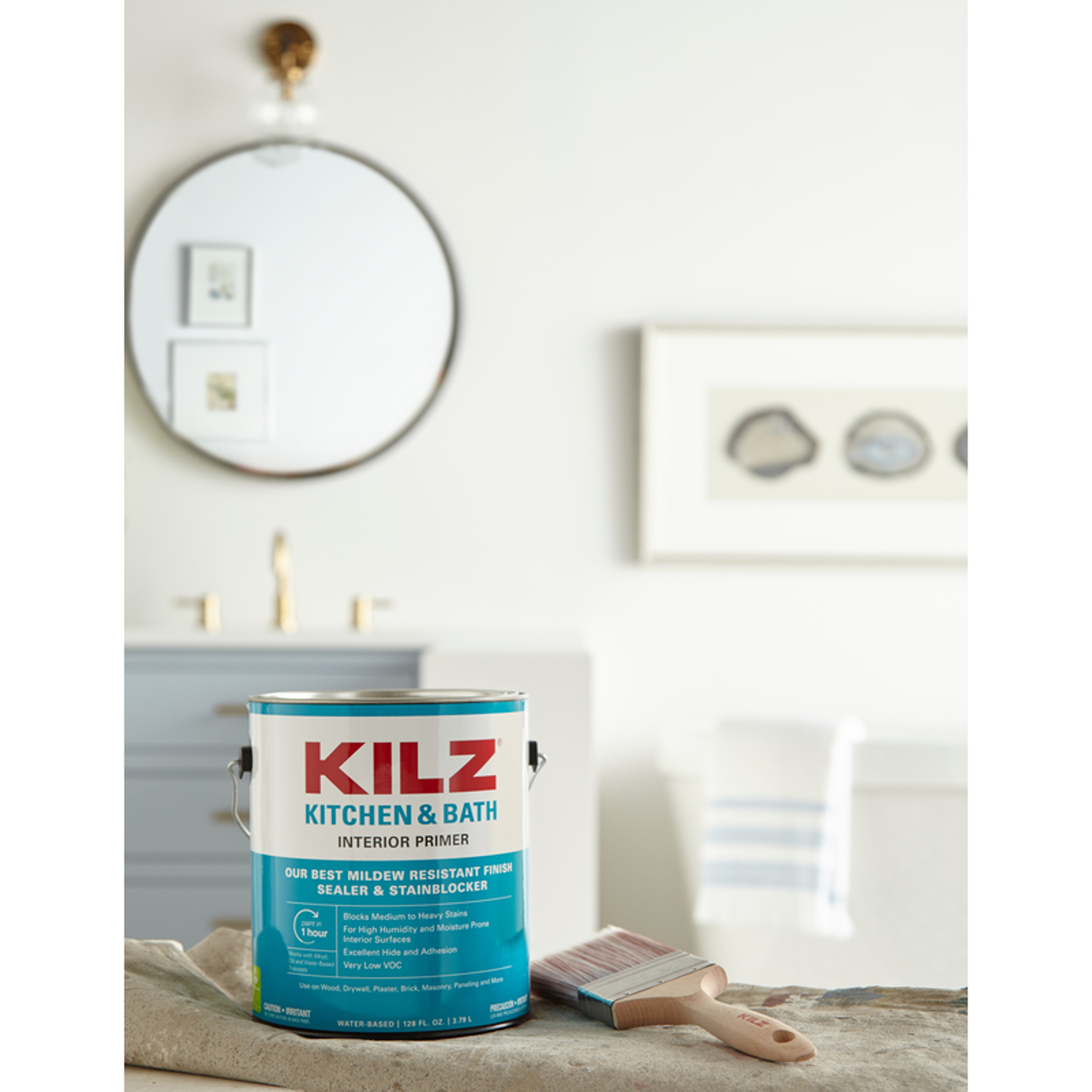 KILZ Kitchen & Bath White Flat WaterBased Mold Killing Primer 1 gal