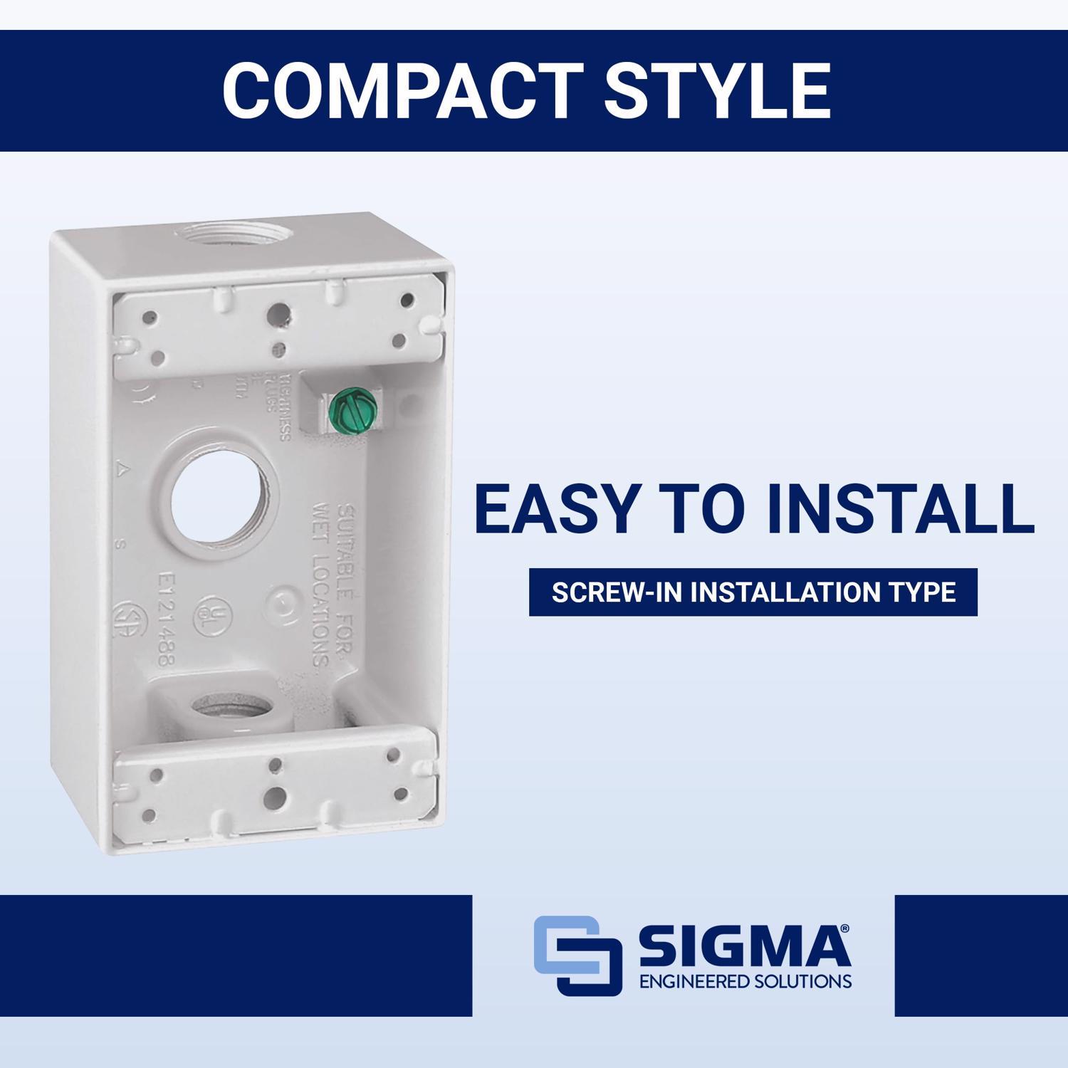 Sigma Engineered Solutions New Work 18.3 cu in Rectangle Die-Cast Metal 1 gang Weatherproof Box Whit