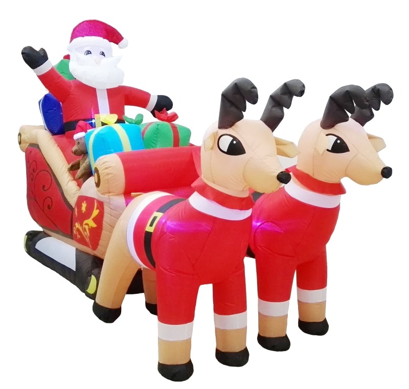 Santas Forest Inflatable Santa Sleigh With Deer