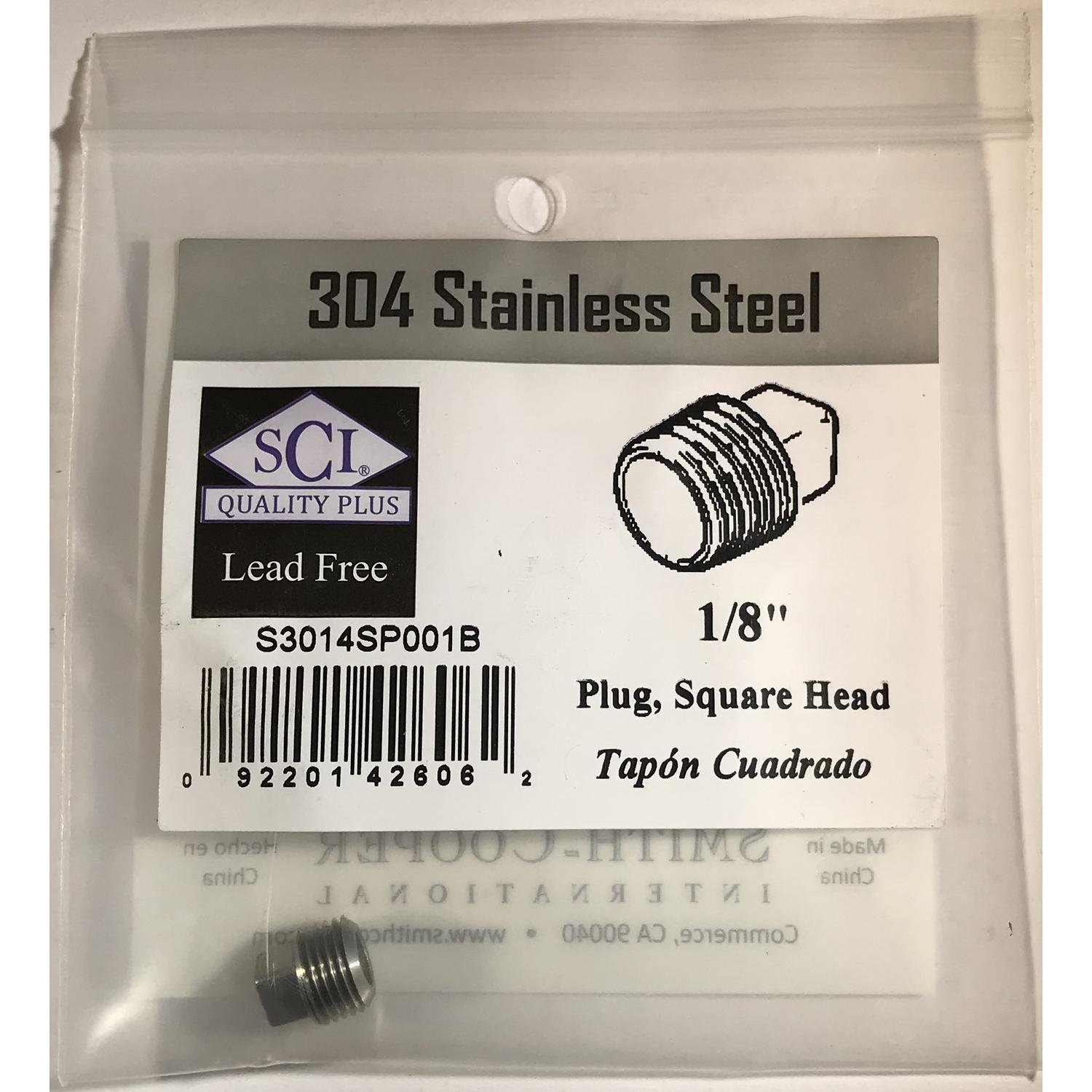 Smith-Cooper 1/8 in. MPT Stainless Steel Square Head Plug