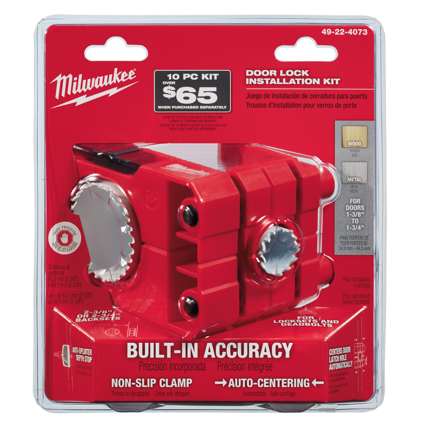 Milwaukee Hole Dozer Bi-Metal Door Lock Installation Kit 10 pc