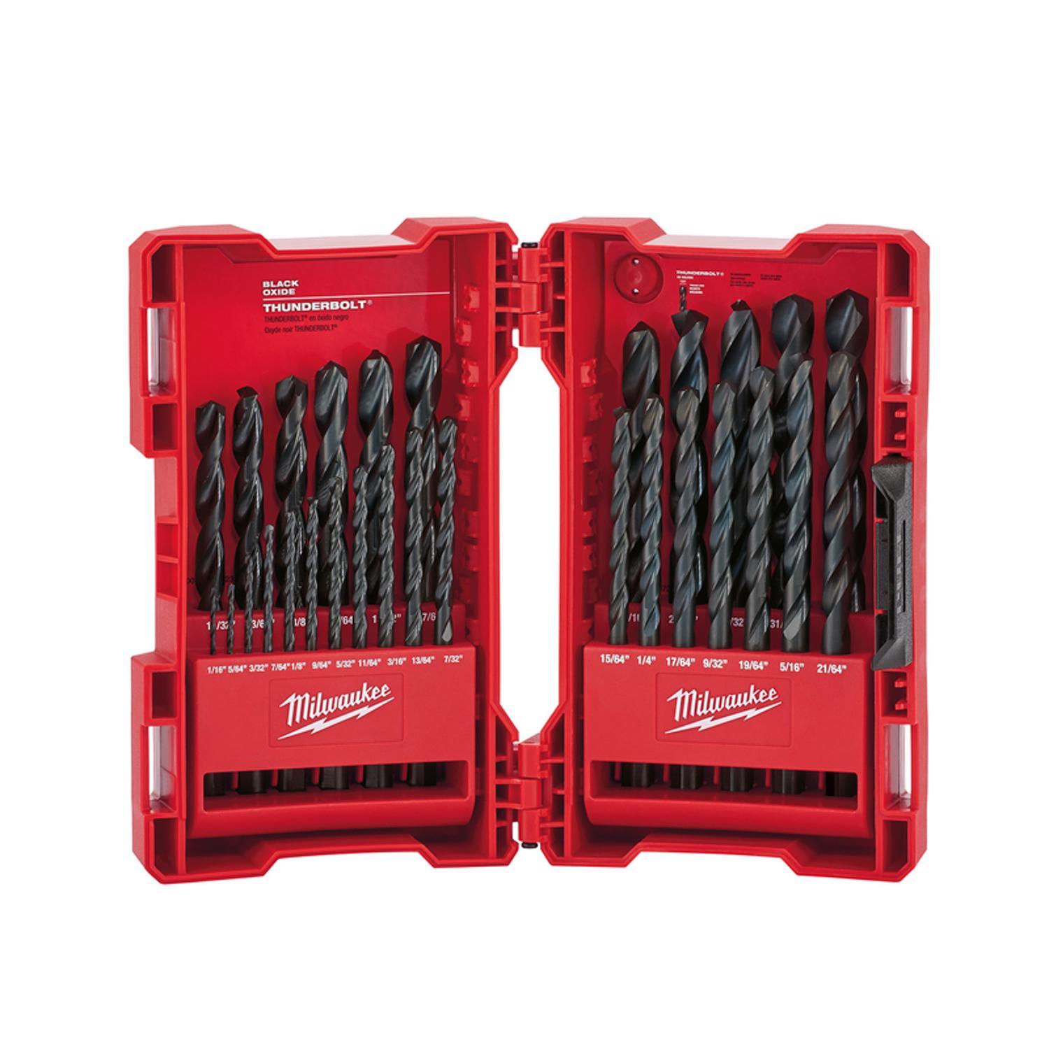Milwaukee Thunderbolt Black Oxide Drill Bit Set 3-Flat Shank 29 pc