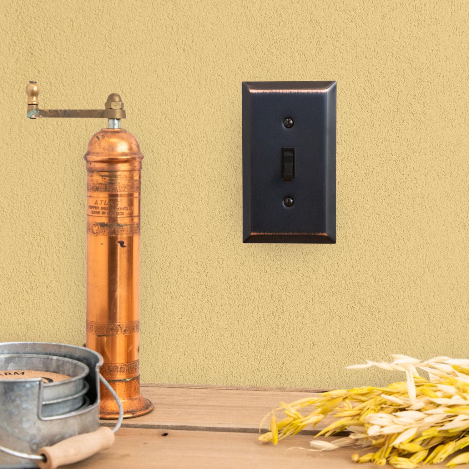 Amerelle Century Aged Bronze 2 gang Stamped Steel Decorator Wall Plate 1 pk