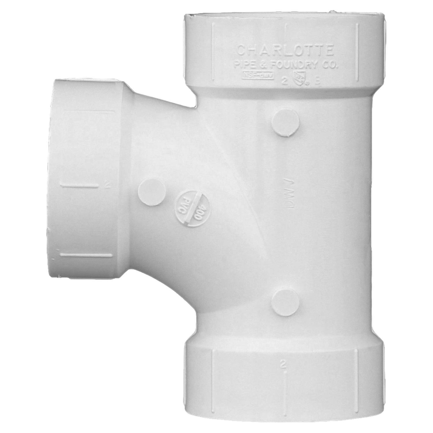 Charlotte Pipe Schedule 40 2 in. Hub X 2 in. D Hub PVC Sanitary Tee 1 pk
