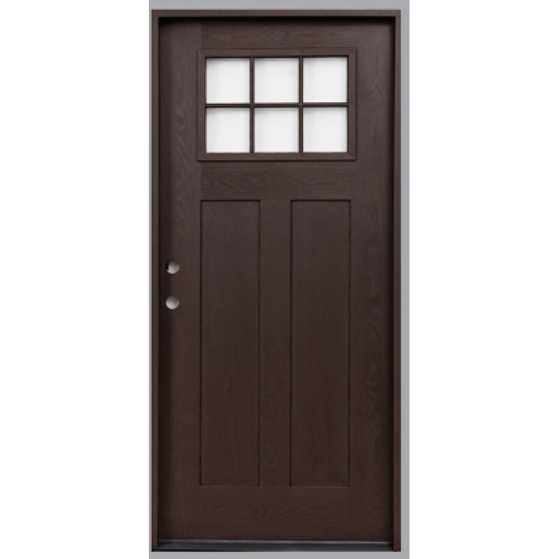 Door Unit 3' RH Fiberglass Craftsman 6lite Dark Walnut
