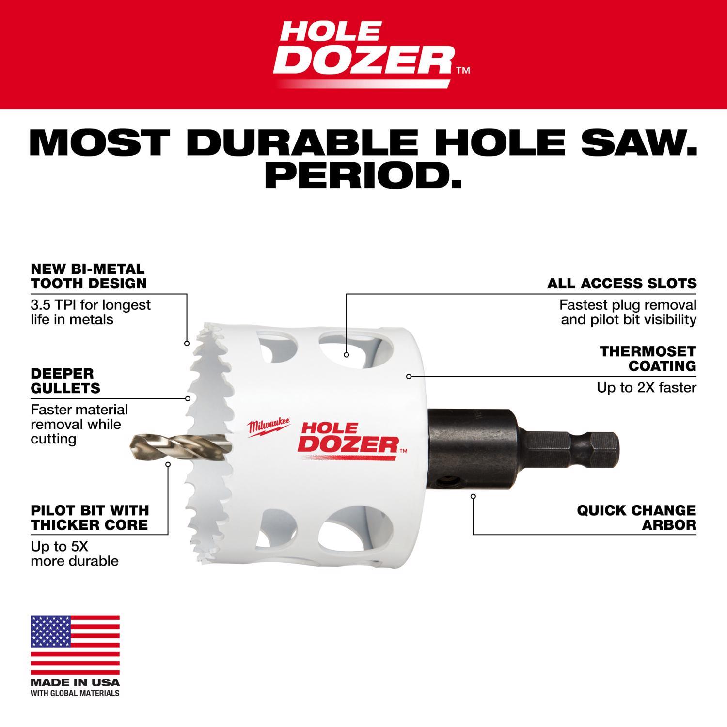 Milwaukee Hole Dozer 1-3/8 in. Bi-Metal 3.5 in. L X 3/8 in. D Hole Saw with Arbor and Pilot Bit Arbo