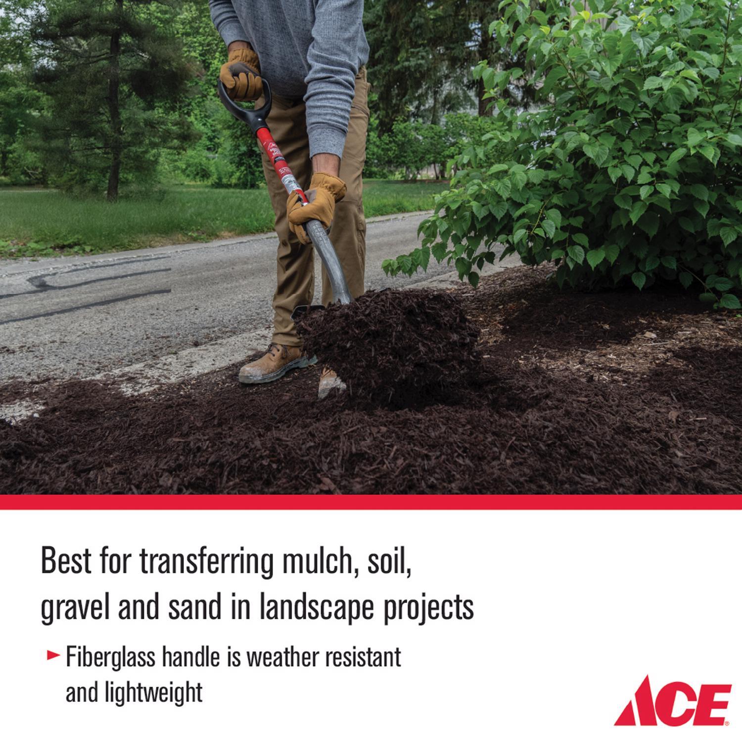 Ace 40 in. Steel Square Transfer Shovel Fiberglass Handle