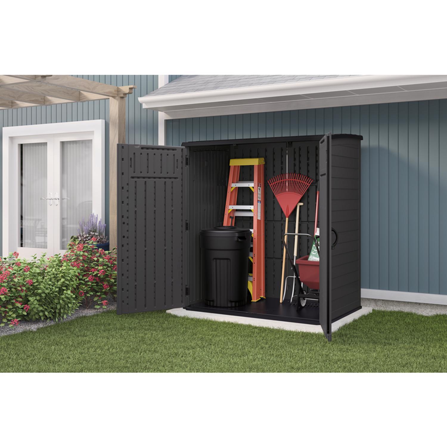 Suncast XL Vertical 5 ft. x 3 ft. Resin Vertical Pent Storage Shed with Floor Kit