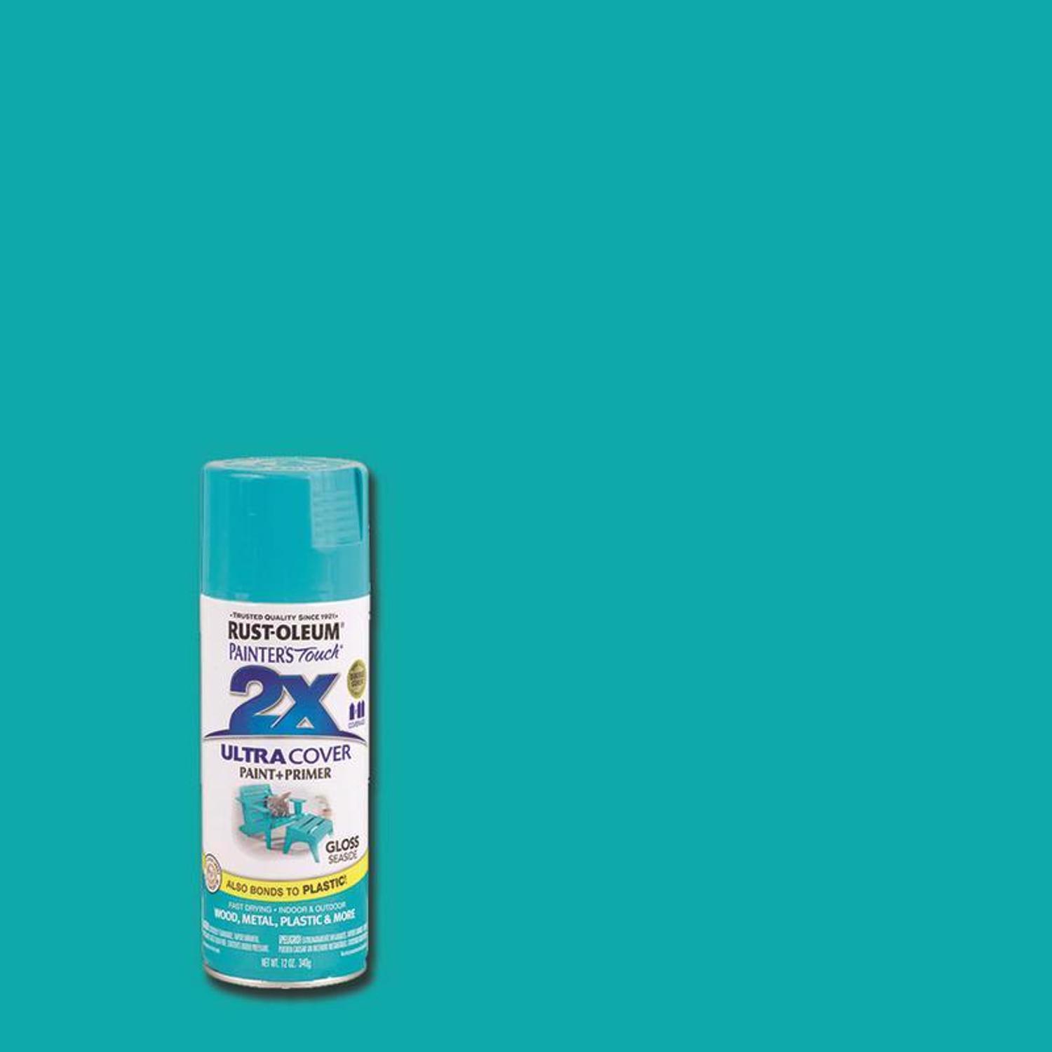 Rust-Oleum Painter's Touch 2X Ultra Cover Gloss Seaside Paint+Primer Spray Paint 12 oz