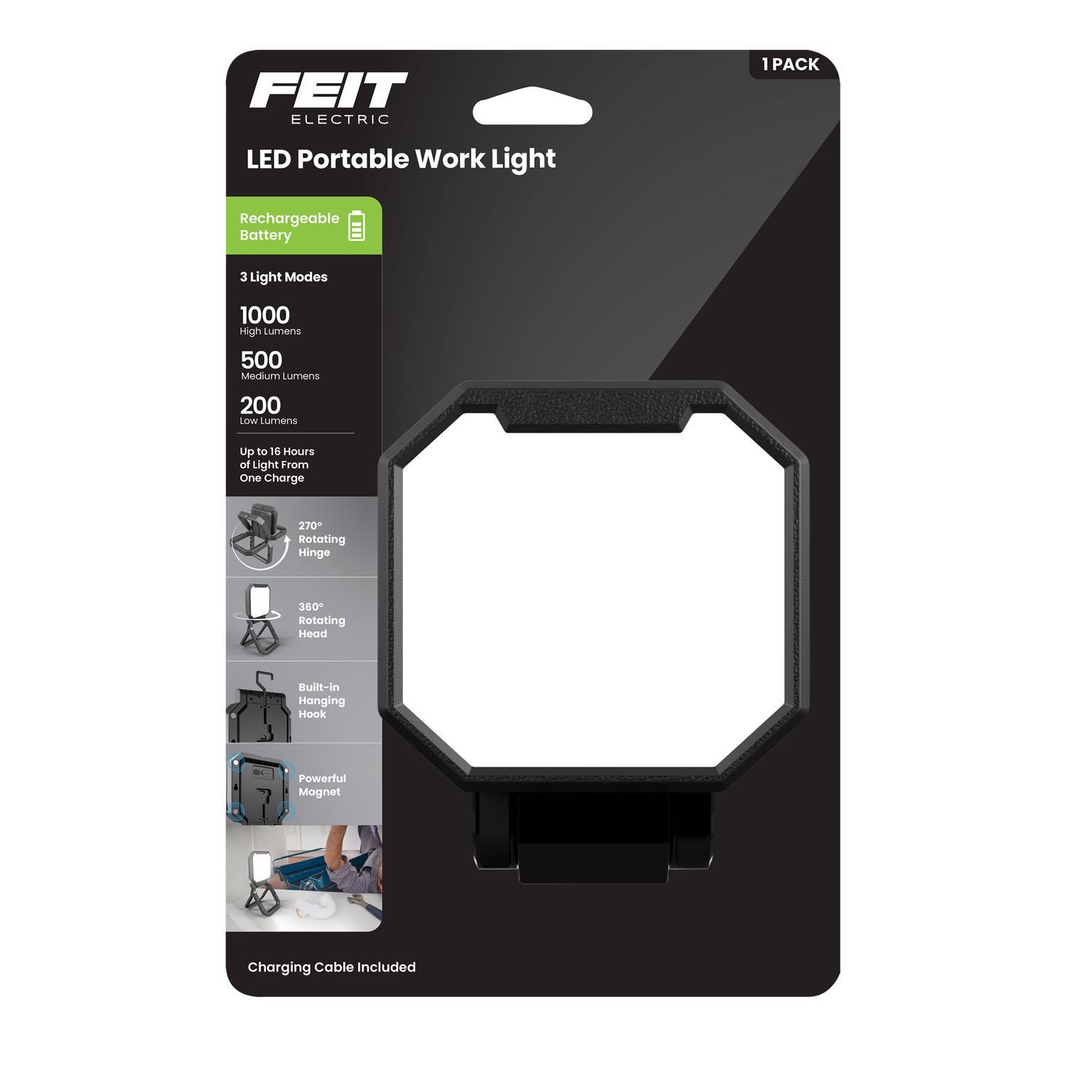 Feit 1000 lm LED Rechargeable Stand (H or Scissor) Folding Worklight