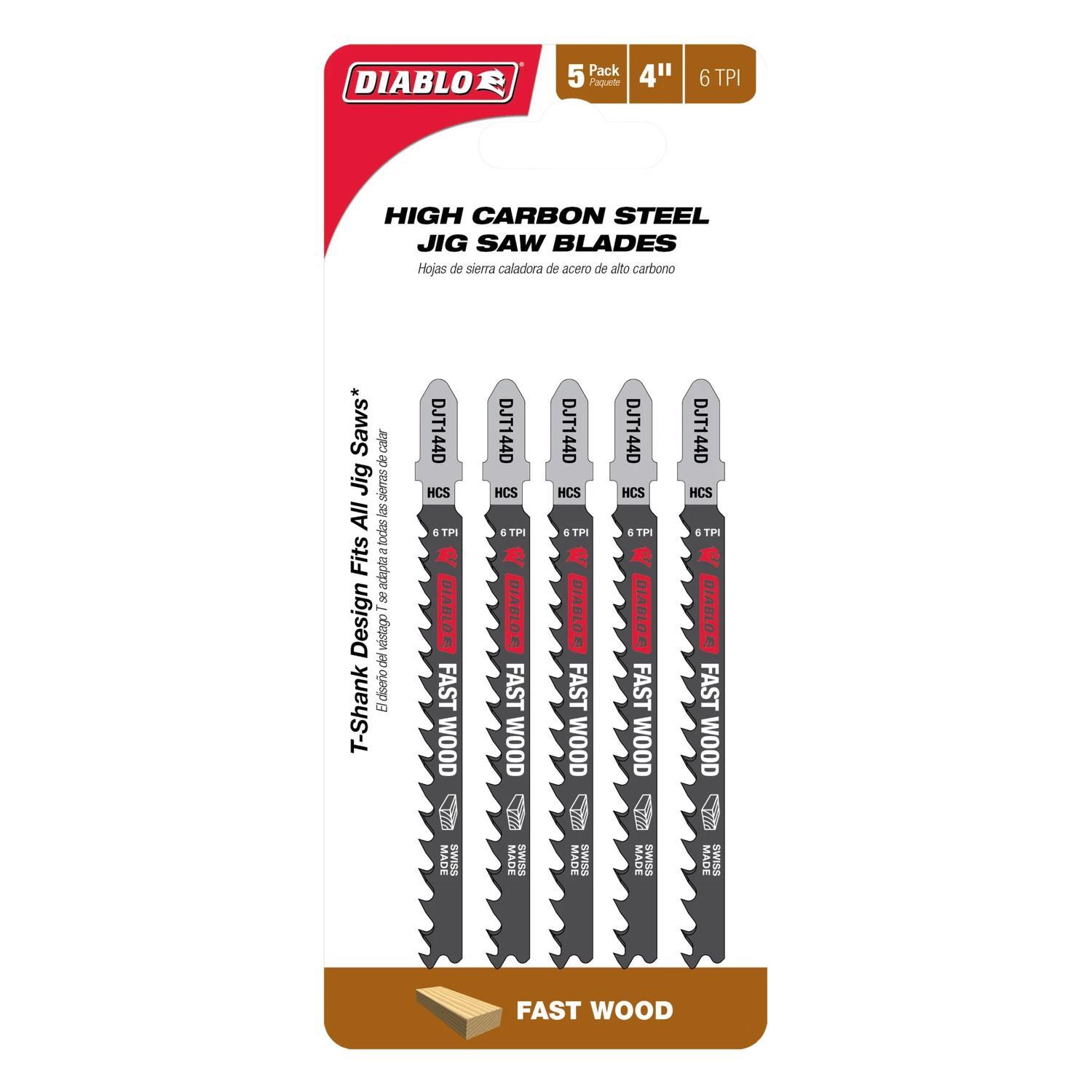 Diablo 4 in. High Carbon Steel T-Shank Fast Wood Jig Saw Blade 6 TPI 5 pk