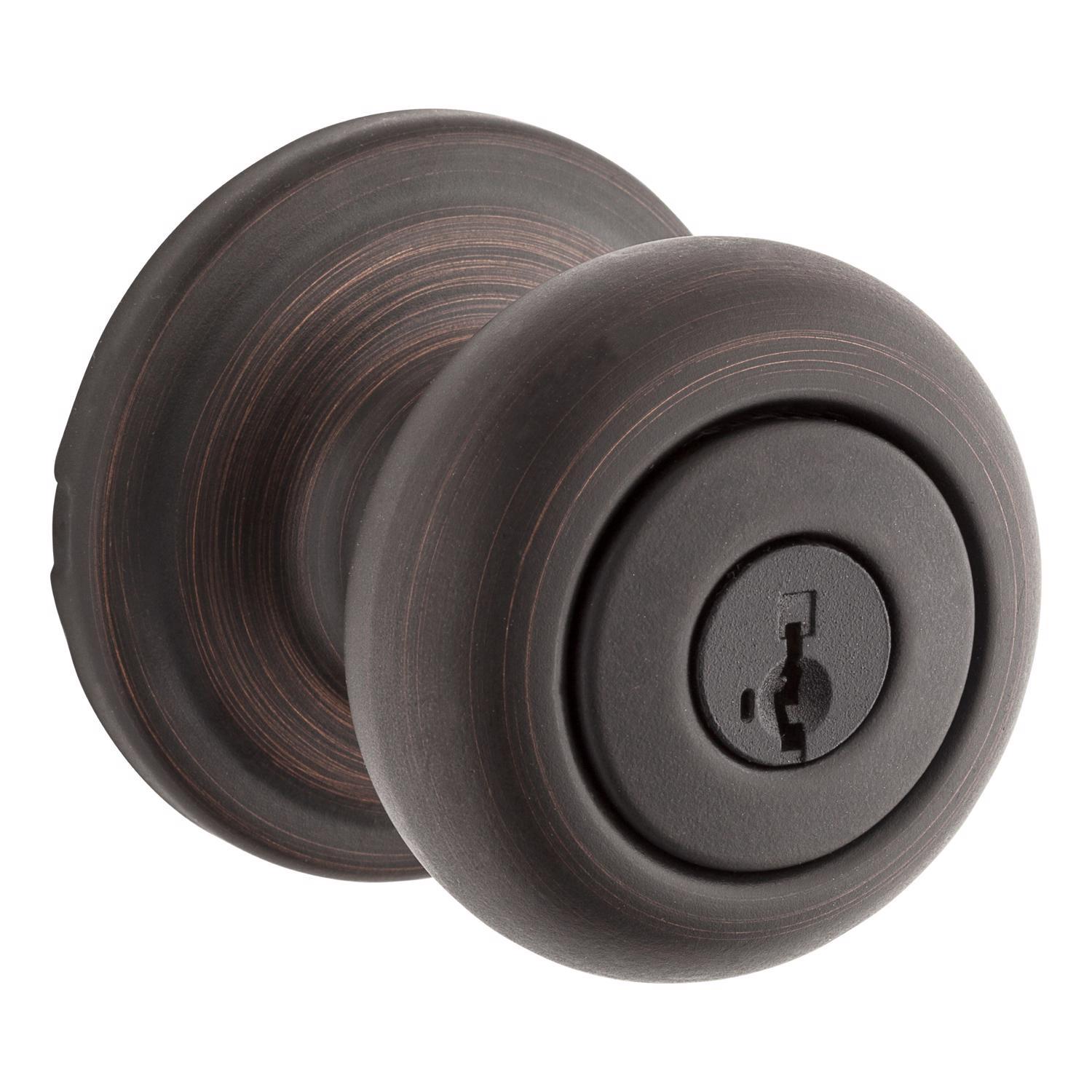 Kwikset SmartKey Juno Venetian Bronze Entry Door Knob KW1 1-3/4 in.