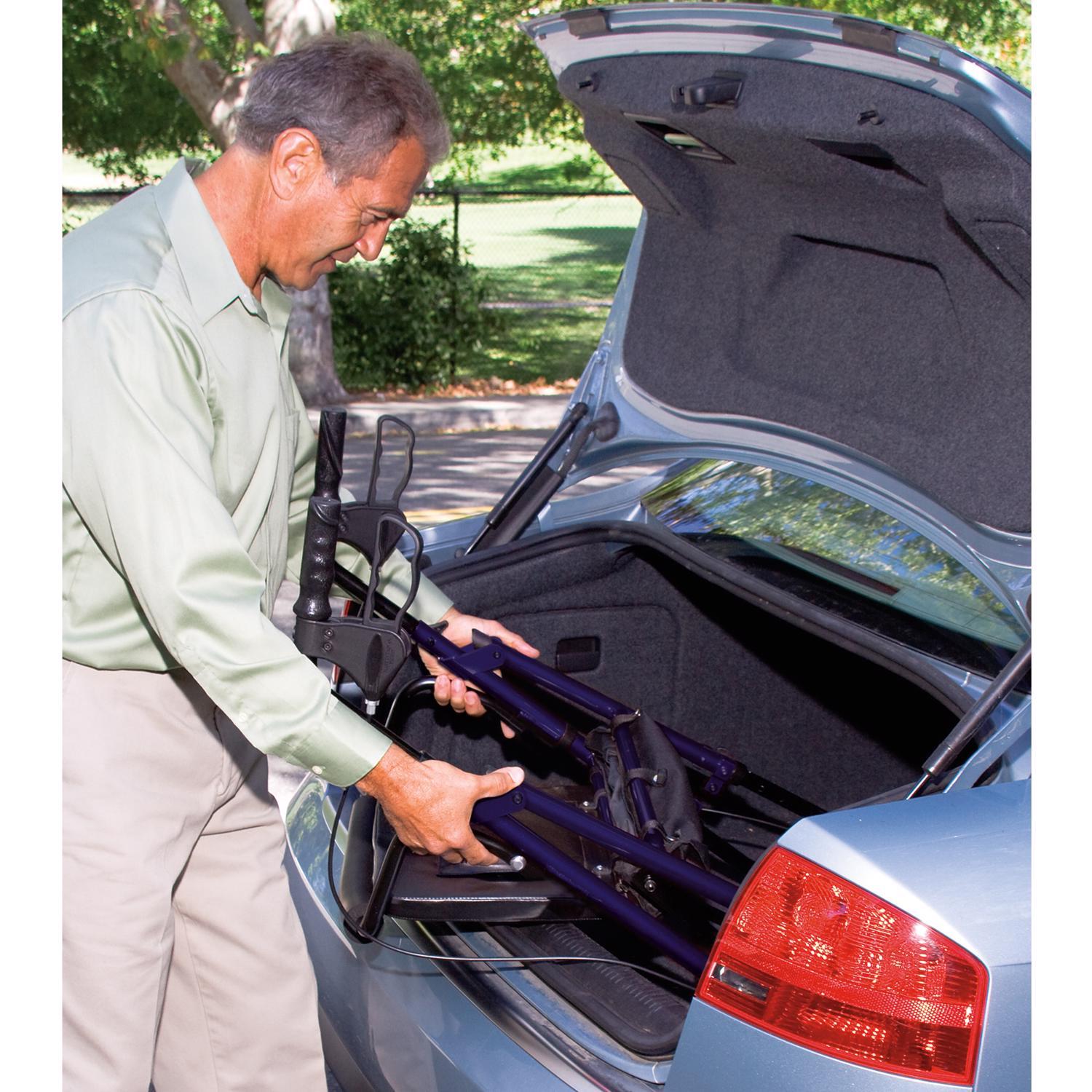 Carex Health Brands Step N Rest Blue Rolling Walker Aluminum/Plastic 39 in. H X 22.5 in. L