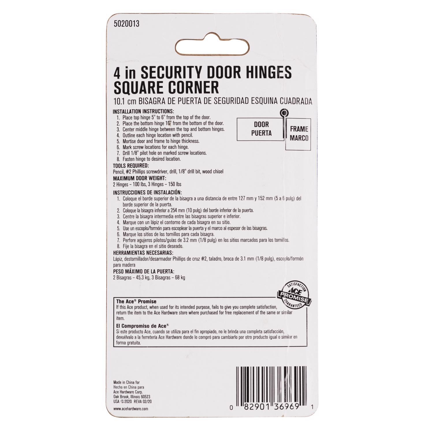 Ace 4 in. L Oil Rubbed Bronze Residential Door Hinge 3 pk