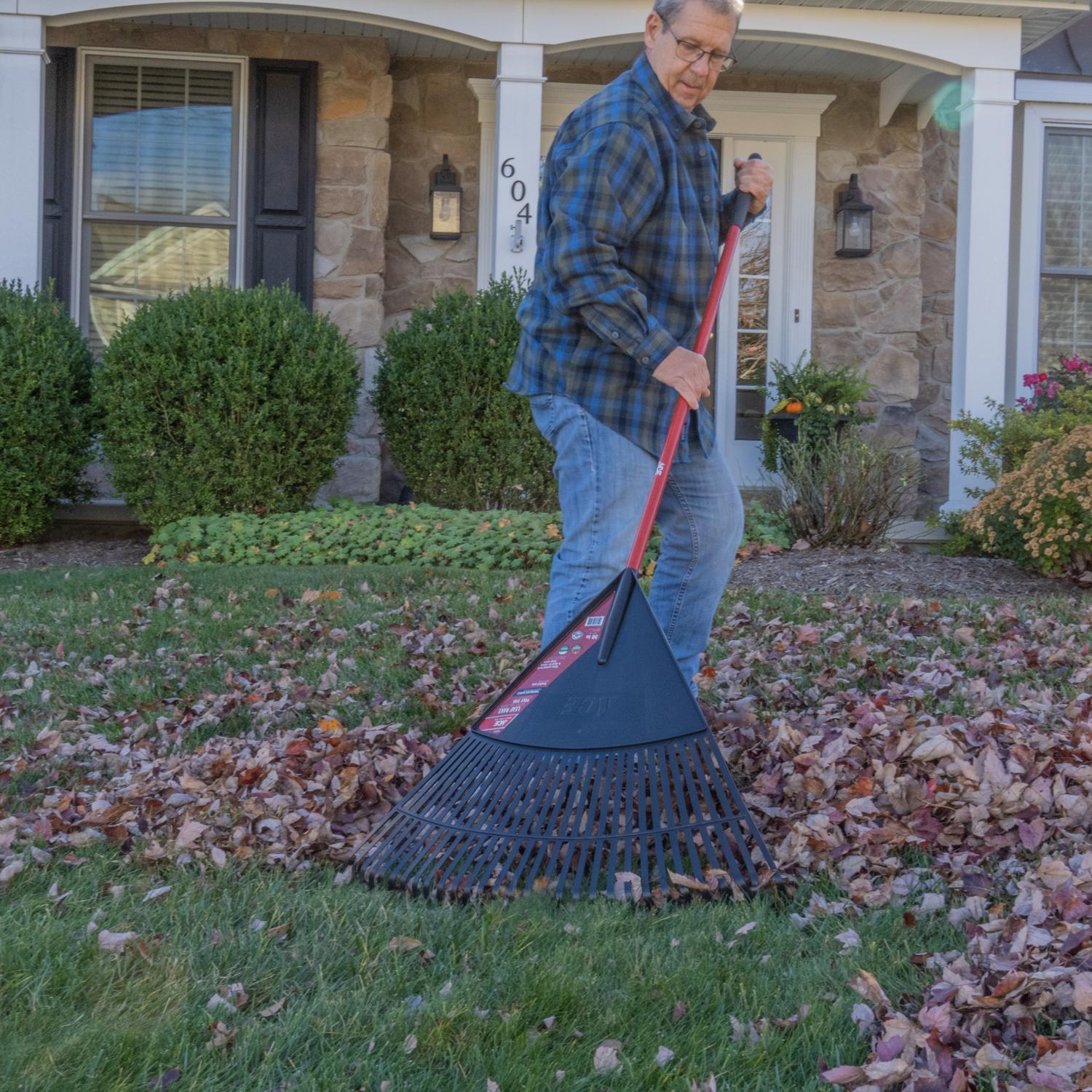 Ace 69.75 in. 30 Tine Poly Rake Fiberglass Handle