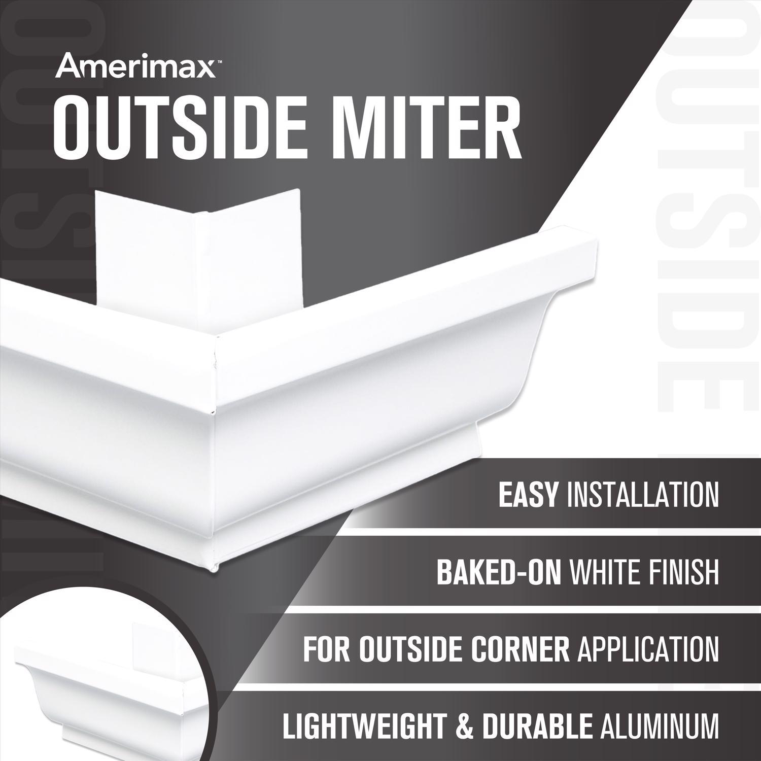 Amerimax 5 in. W X 7.25 in. L White Aluminum K Outside Miter