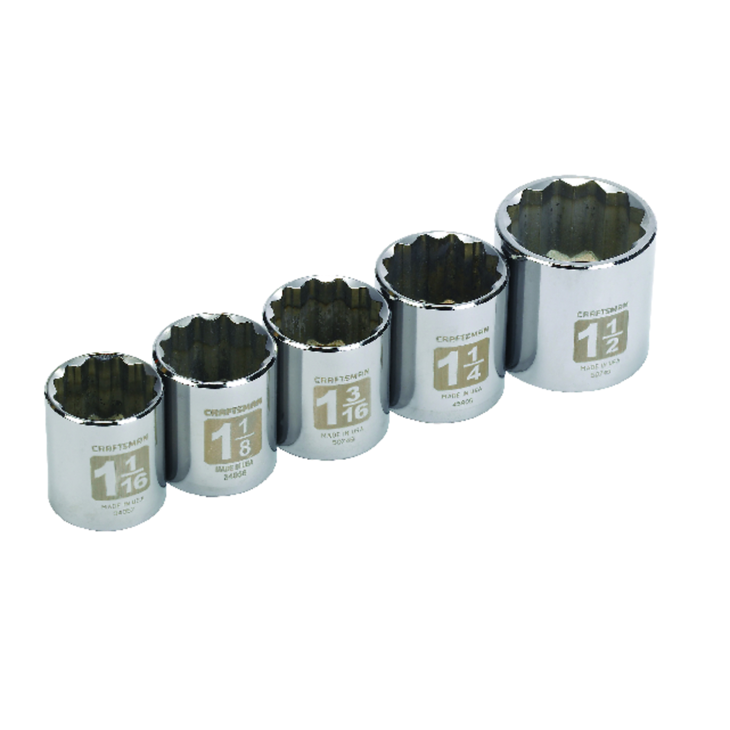 Craftsman 1-1/2 in. X 1/2 in. drive SAE 12 Point Standard Socket Set 5 pc