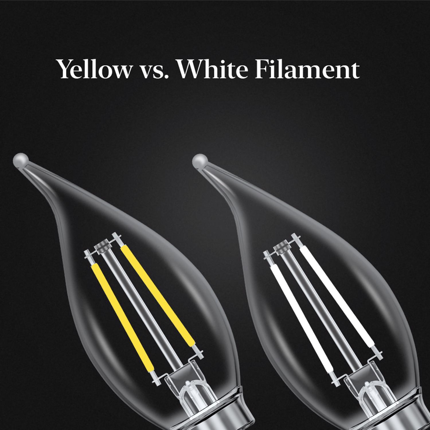 Feit White Filament BA10 E26 (Medium) Filament LED Bulb Soft White 60 Watt Equivalence 2 pk