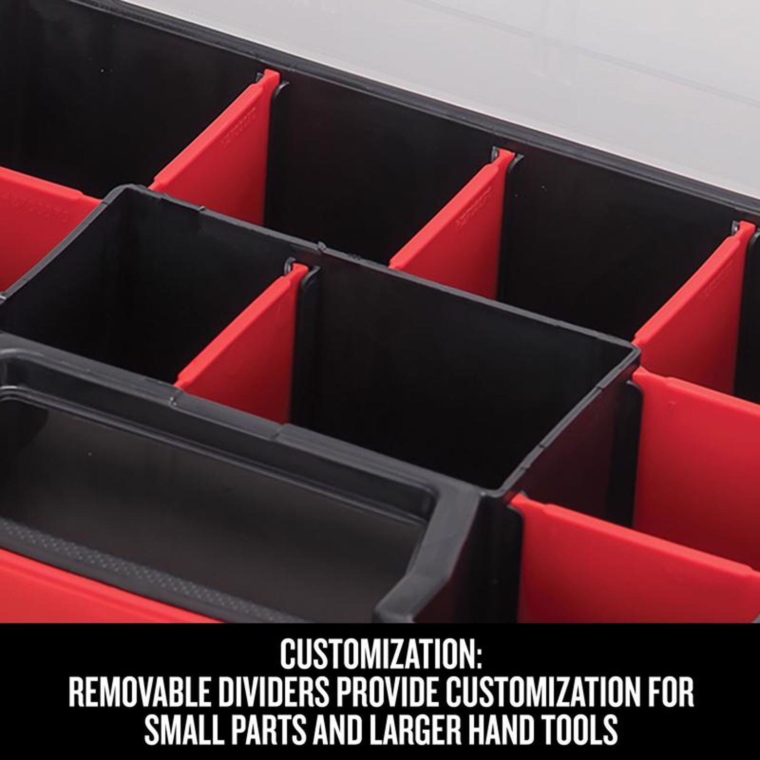Craftsman 8.5 in. W X 2.5 in. H X 11.5 in. D Storage Organizer Plastic 10 compartments Black/Red