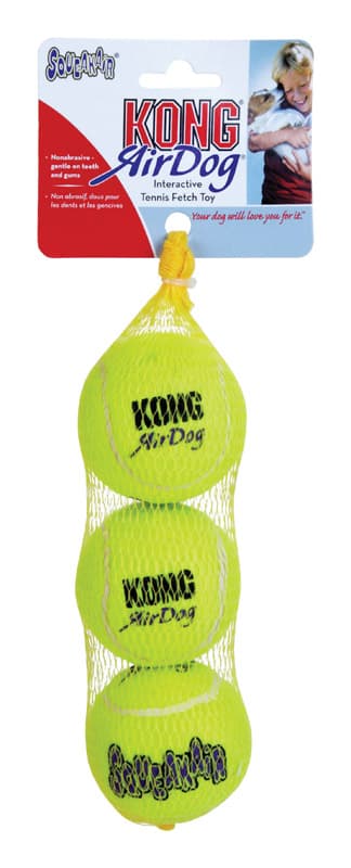 Kong Squeaker For Dog Green Rubber Pet Tennis Balls Medium 3 pk