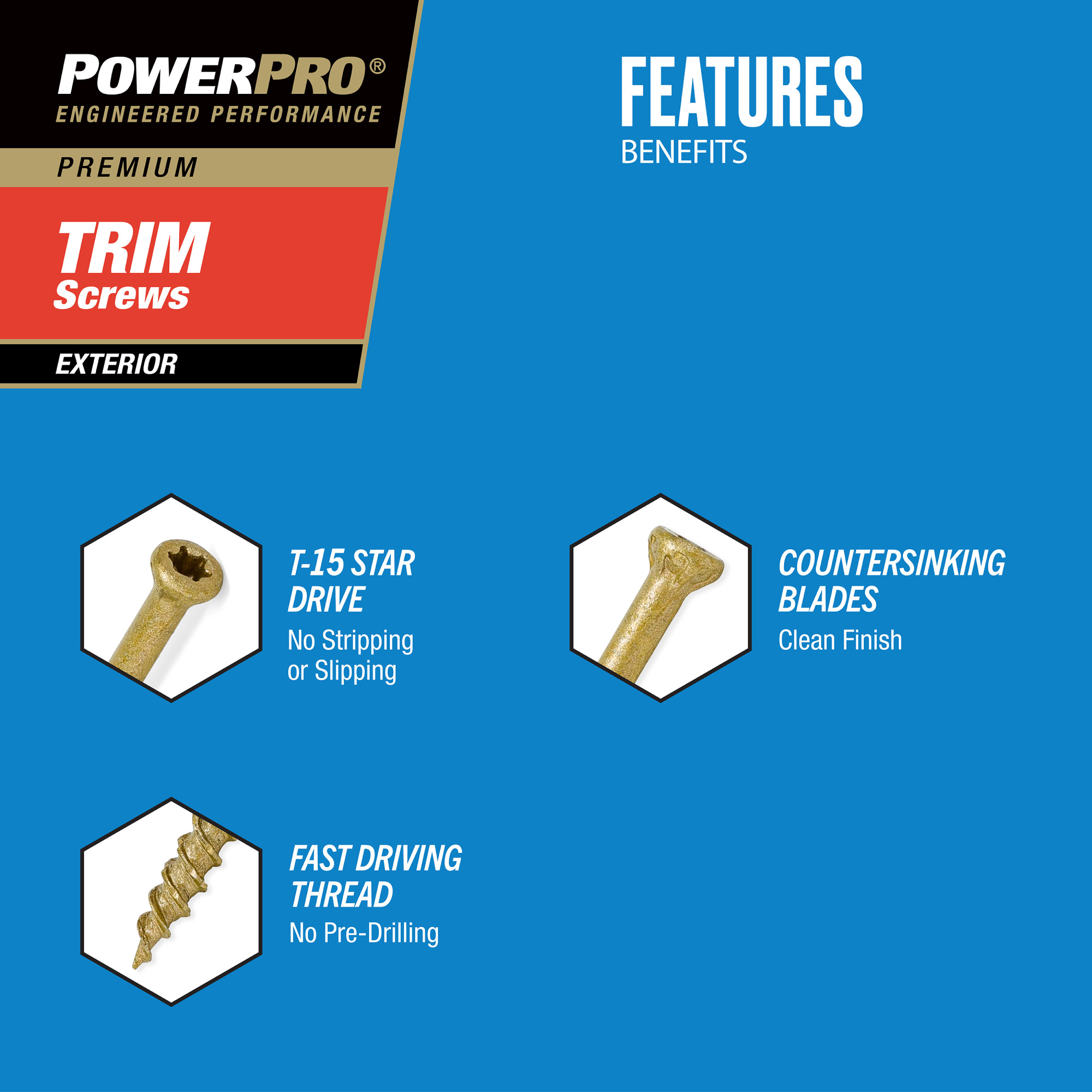Power Pro® Premium Bronze Exterior Trim Screws (#8 x 1-5/8 in.) - 166 pc