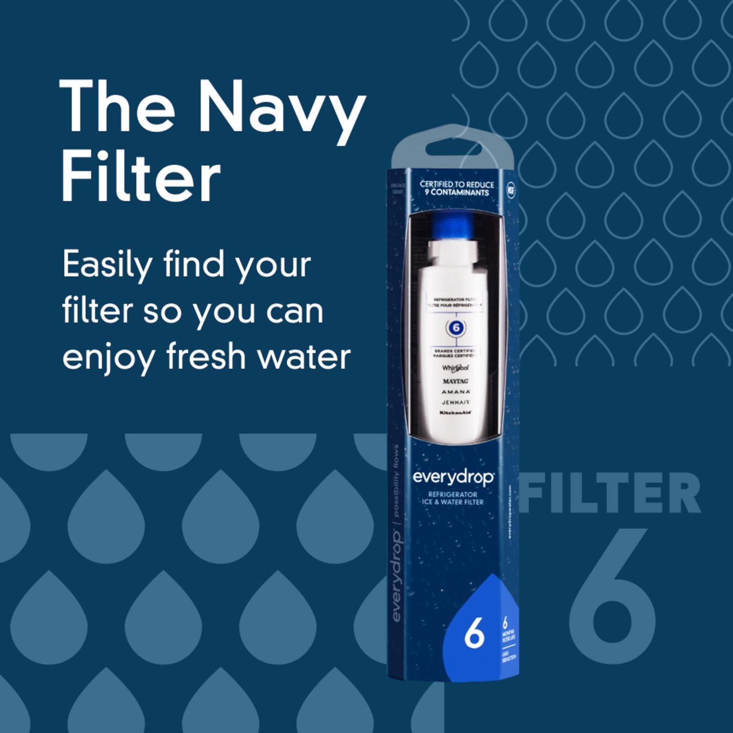 Whirlpool EveryDrop Filter 6 Refrigerator Replacement Filter For Whirlpool Filter 6