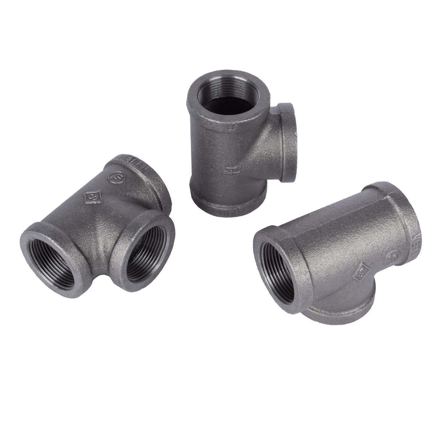 STZ Industries 1-1/4 in. FIP each X 1-1/4 in. D FIP 1-1/4 in. D FIP Black Malleable Iron Tee