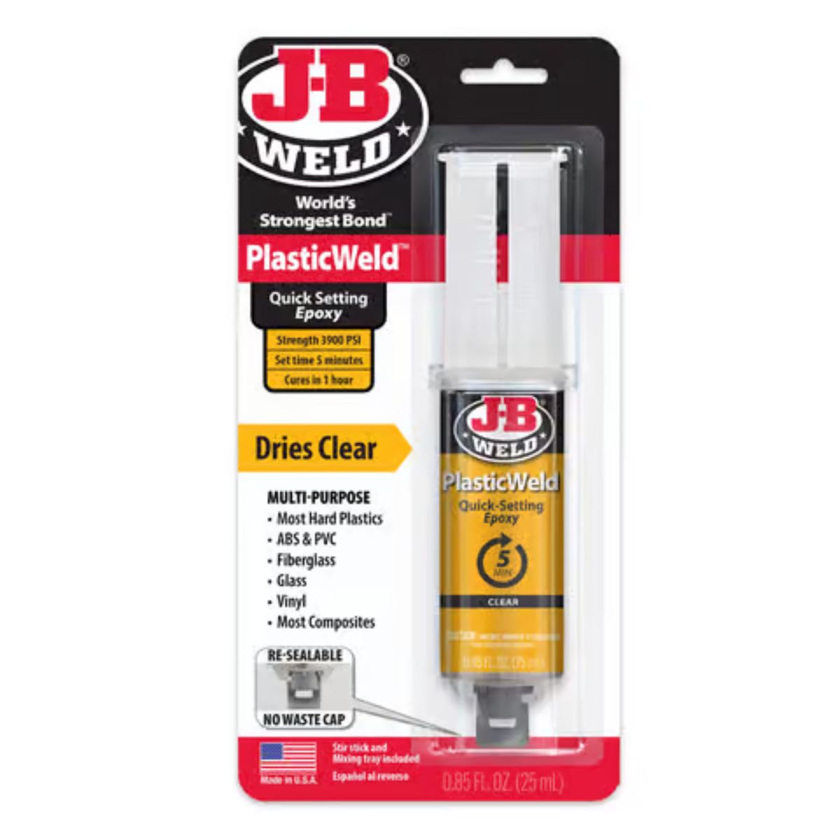 J-B Weld Plastic Weld High Strength Automotive Epoxy Gel 0.85 oz.