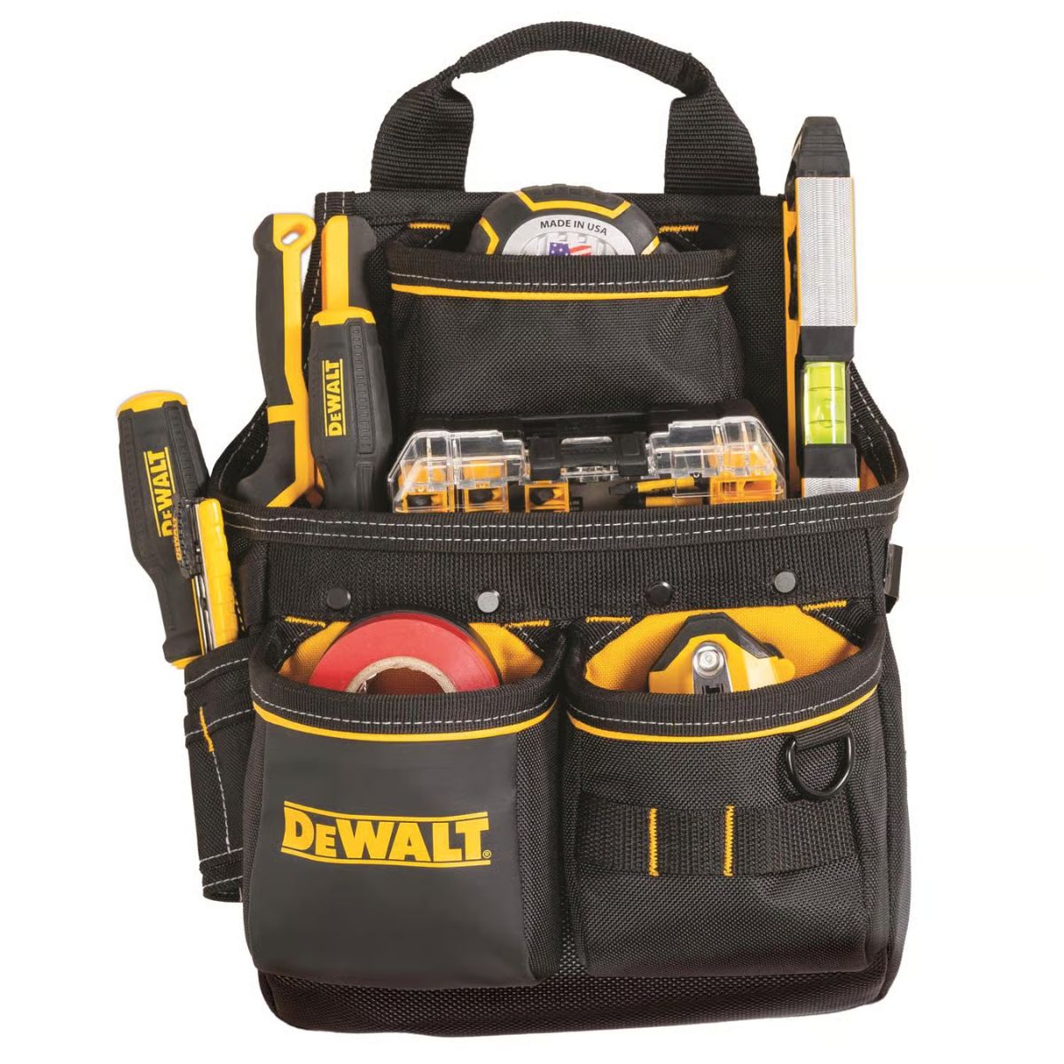 DEWALT 13 pocket Ballistic Nylon Professional Nail Pouch Black/Yellow