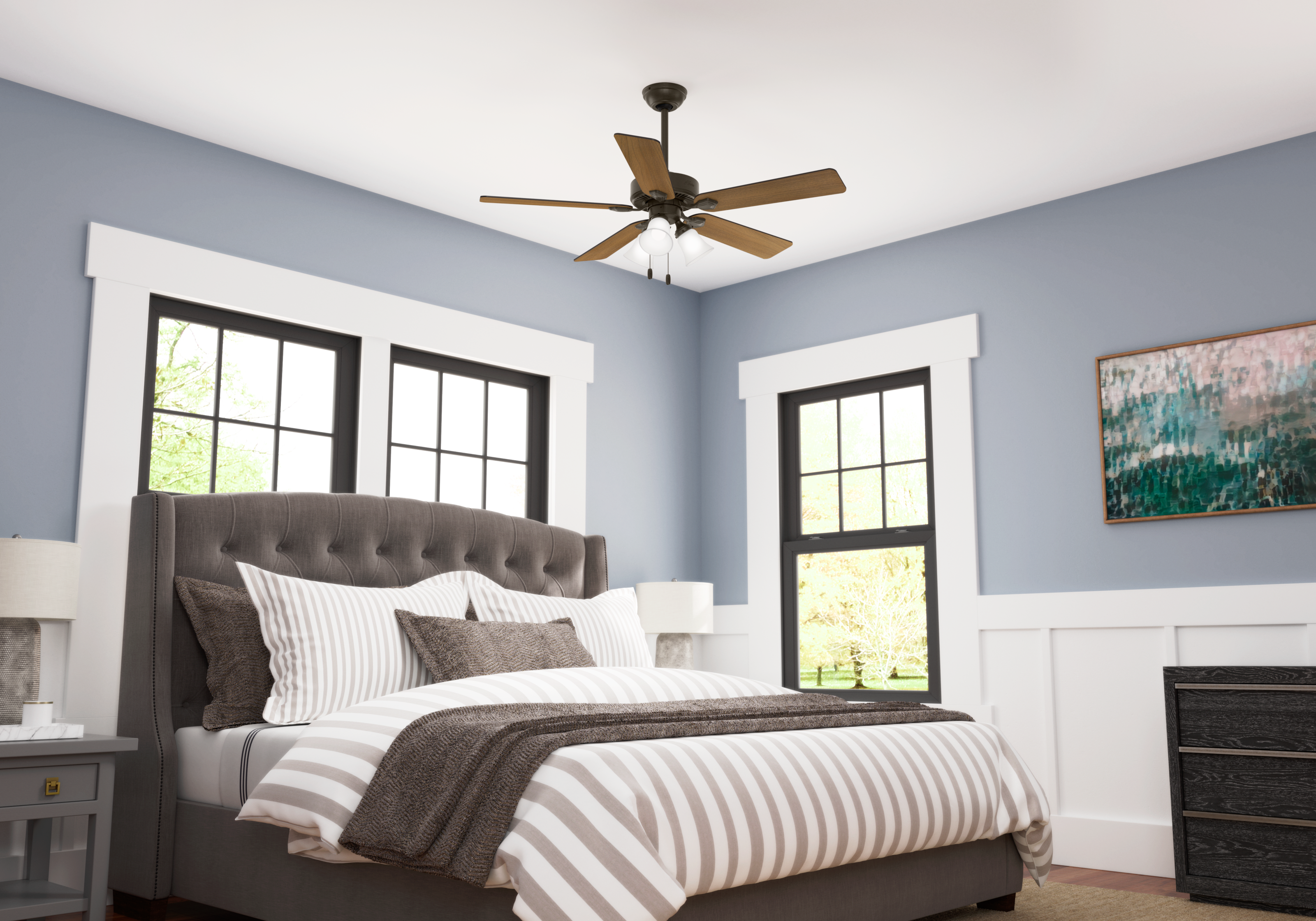 Hunter Fan Swanson 52 inch New Bronze with American Walnut / Greyed Walnut Blades Ceiling Fan