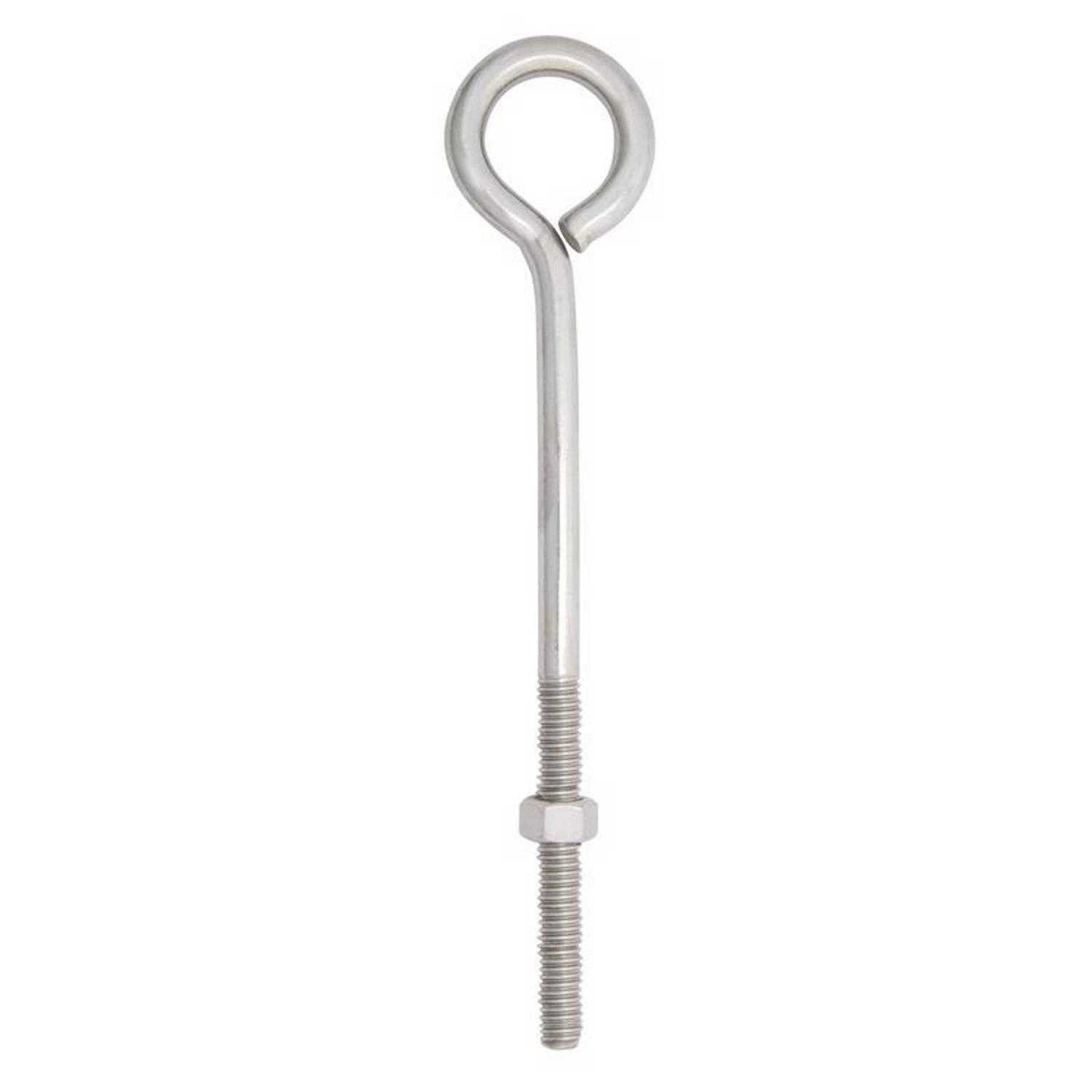 Hampton 3/8 in. X 8 in. L Stainless Stainless Steel Eyebolt Nut Included