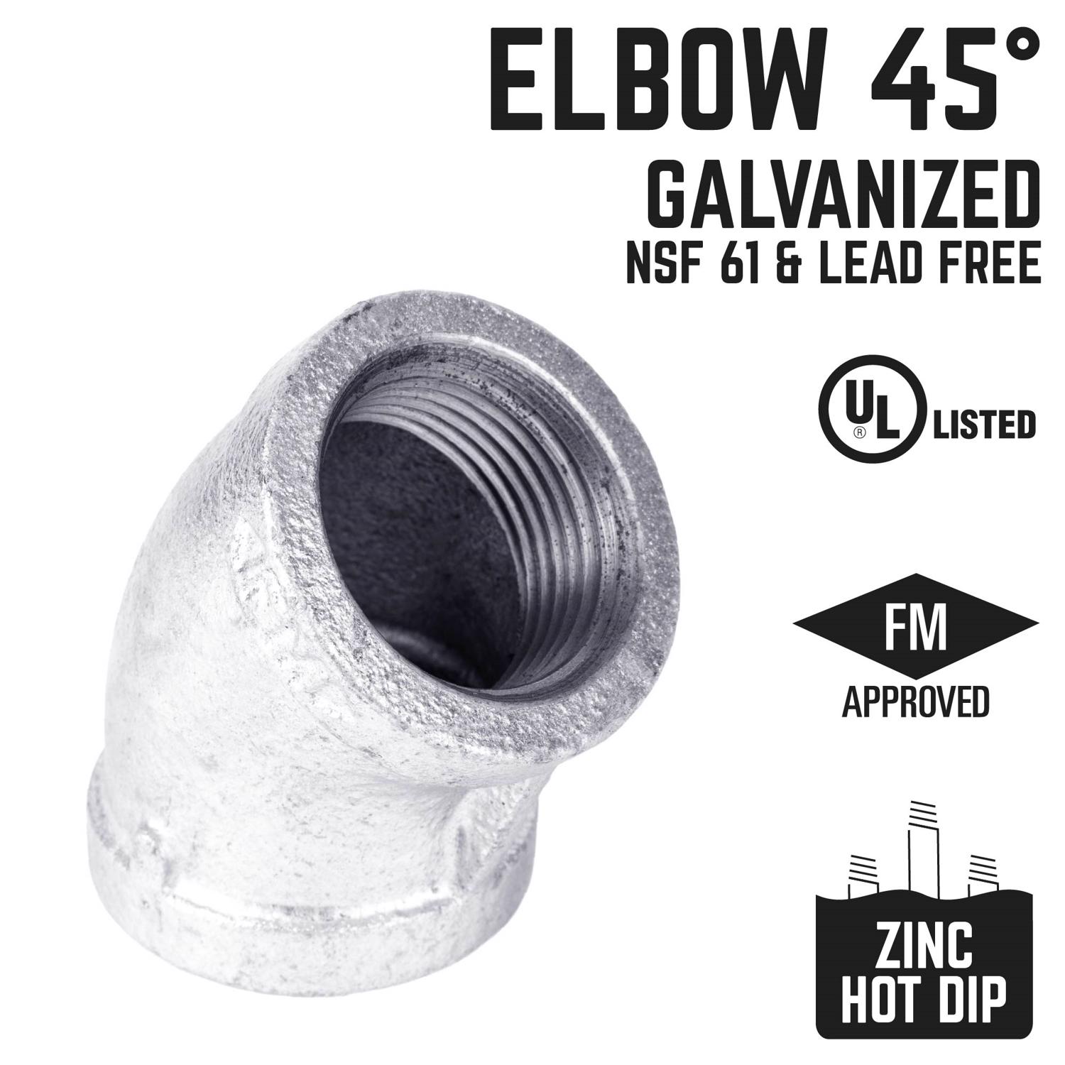 STZ Industries 1 in. FIP each X 1 in. D FIP Galvanized Malleable Iron 45 Degree Elbow