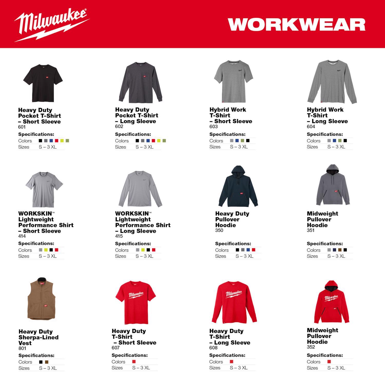 Milwaukee M Long Sleeve Men's Crew Neck Gray Hybrid Work Tee Shirt