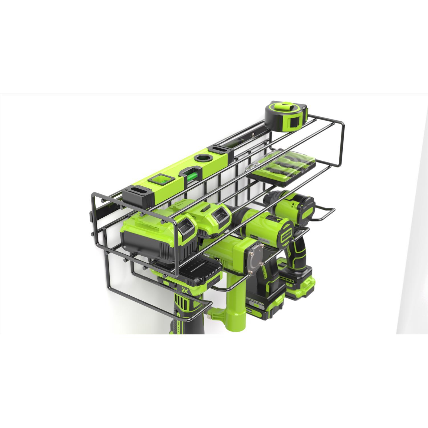 C2M 7.5 in. H X 21.5 in. W X 7.5 in. D Black Steel Wall Mount Tool Holder