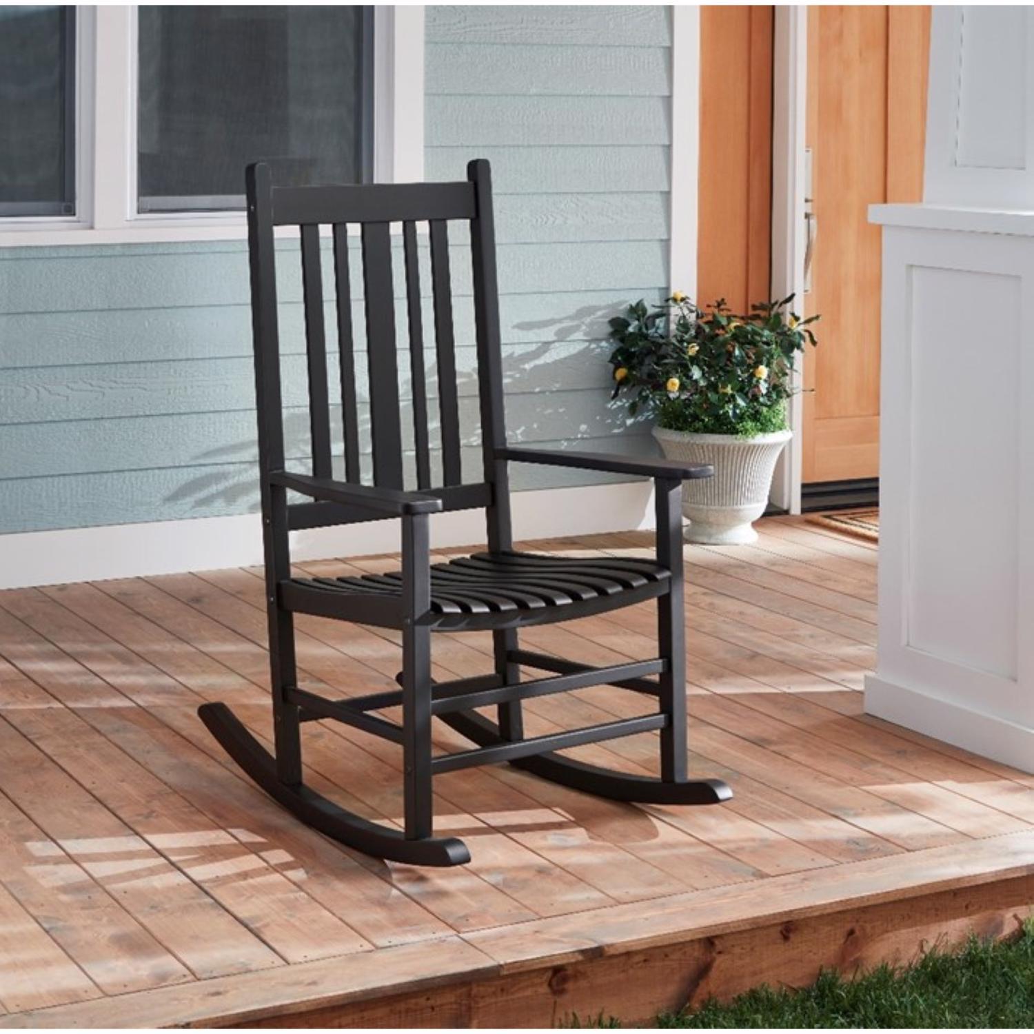 Living Accents Black Wood Frame Casual Rocking Chair