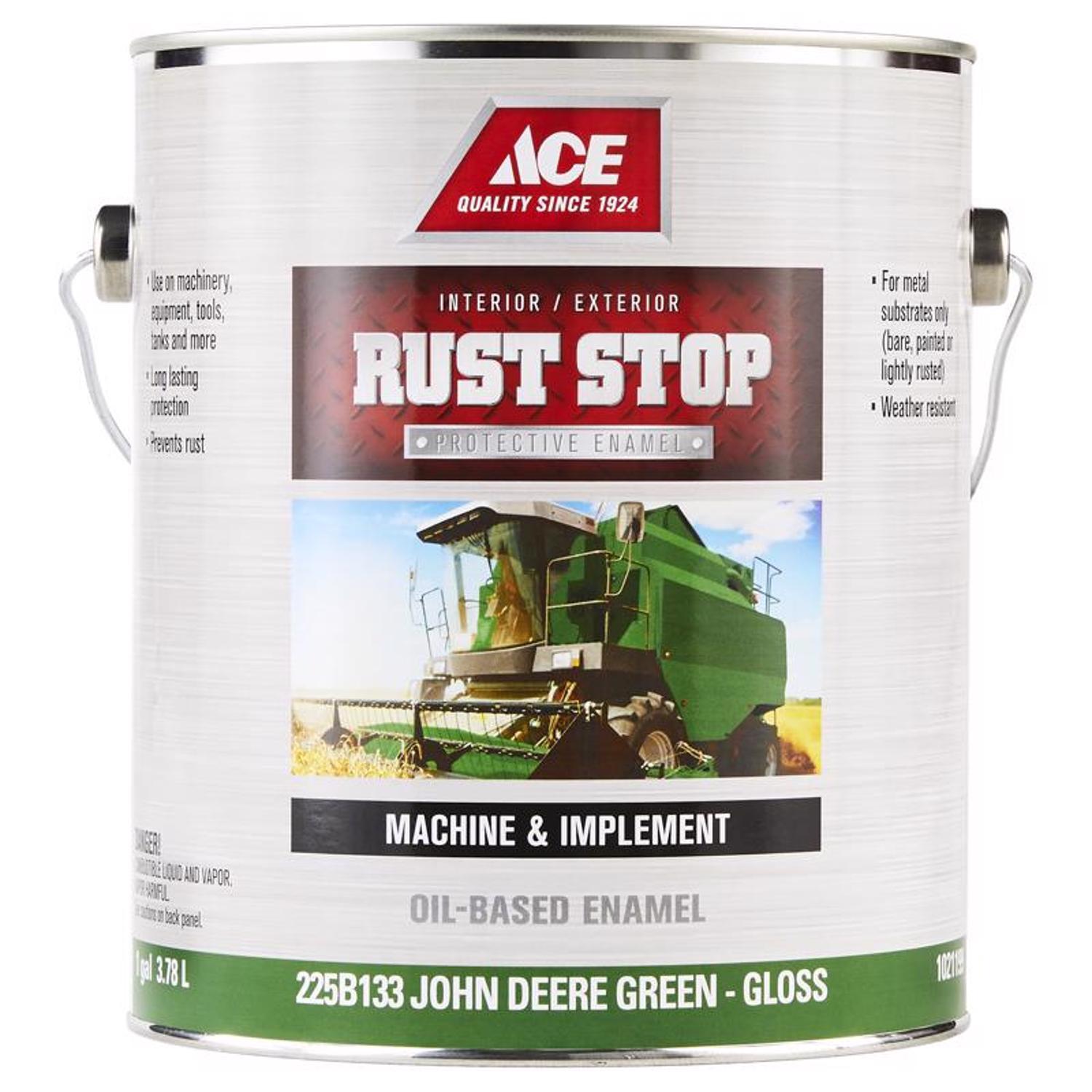 Ace Rust Stop Indoor and Outdoor Gloss John Deere Green Oil-Based Enamel Rust Prevention Paint 1 gal