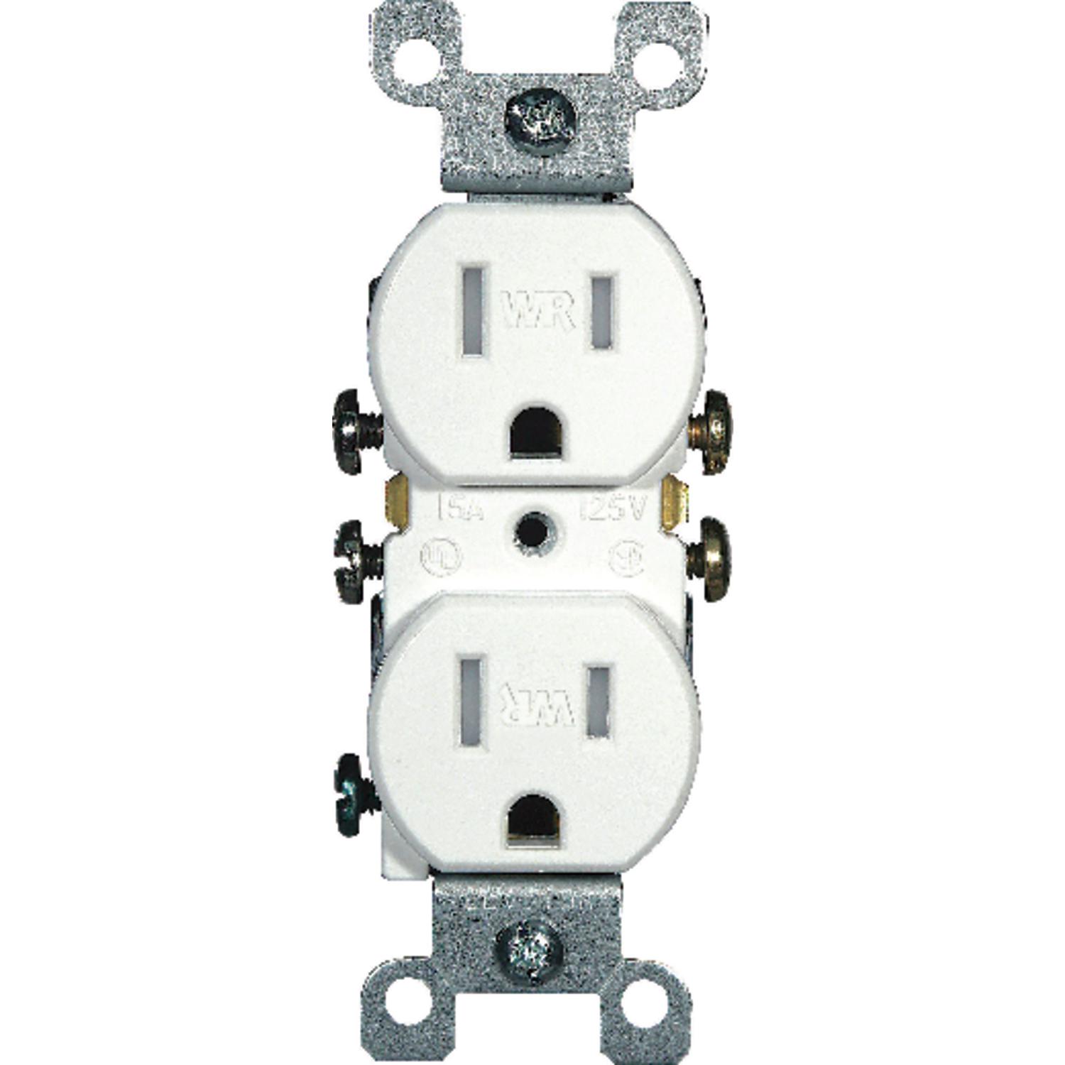 Leviton 15 amps 125 V Duplex White Outlet 5-15R 1 pk