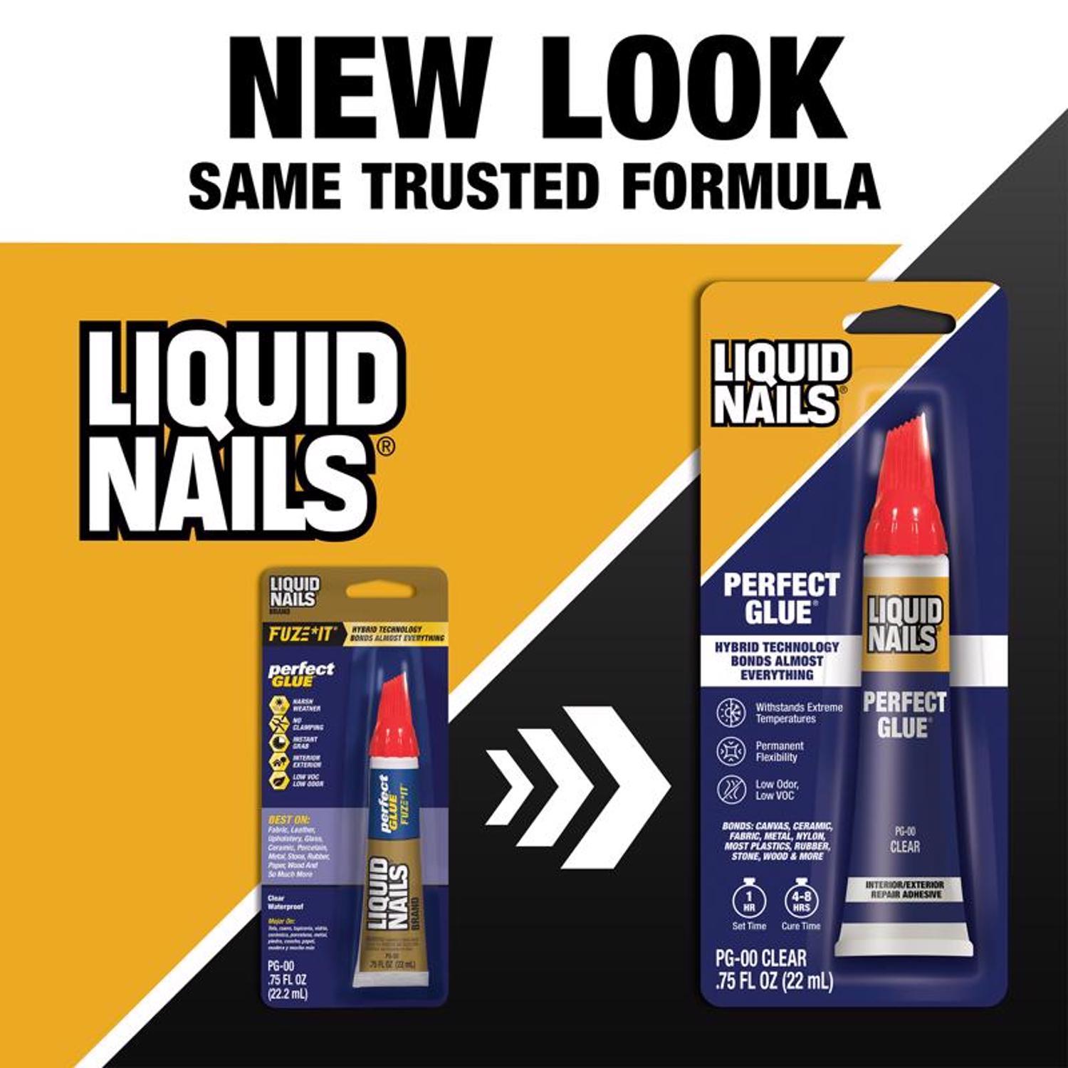 Liquid Nails Fuze-It High Strength Hybrid Adhesive Clear Perfect Glue 0.75 oz
