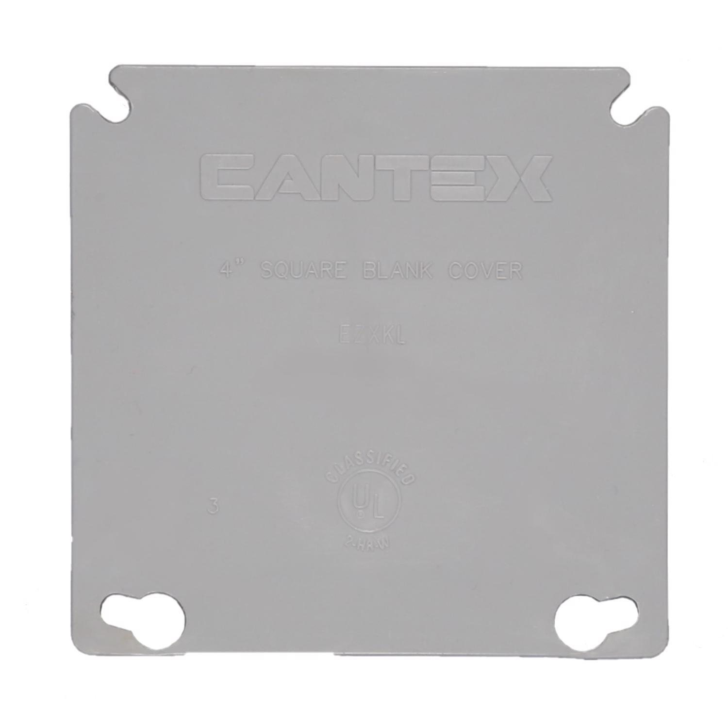 Cantex EZ Box New and Old Work Square PVC 2 gang Ring Cover Gray
