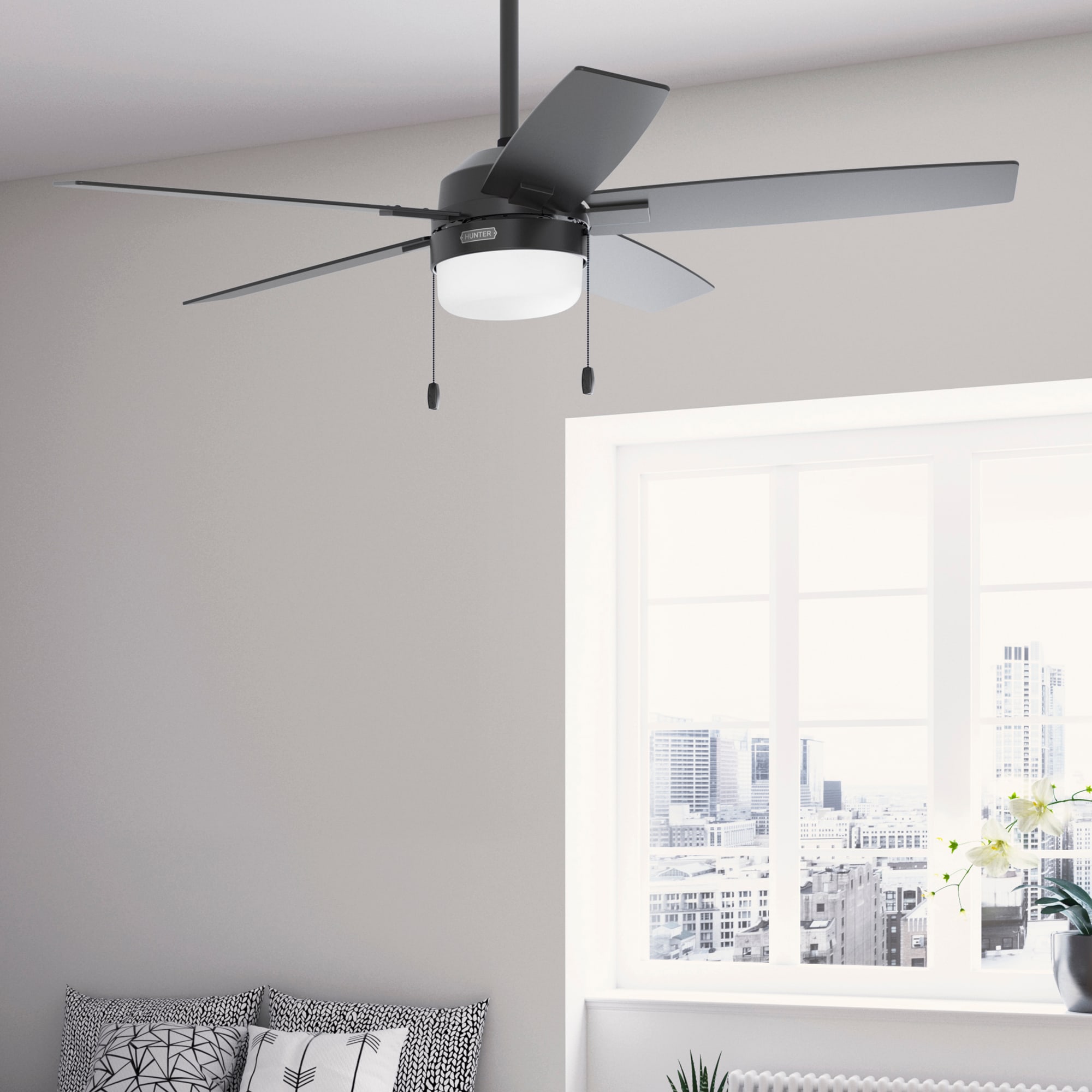Hunter Fan Anisten 52 inch Matte Black with Matte Black / Dark Gray Oak Blades Ceiling Fan