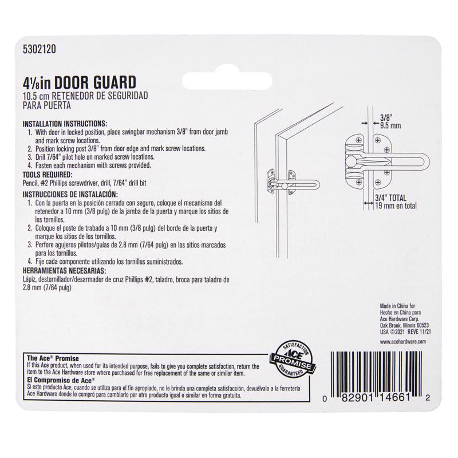 Ace 5 in. H X 4-1/8 in. L Steel Swingbar Door Guard