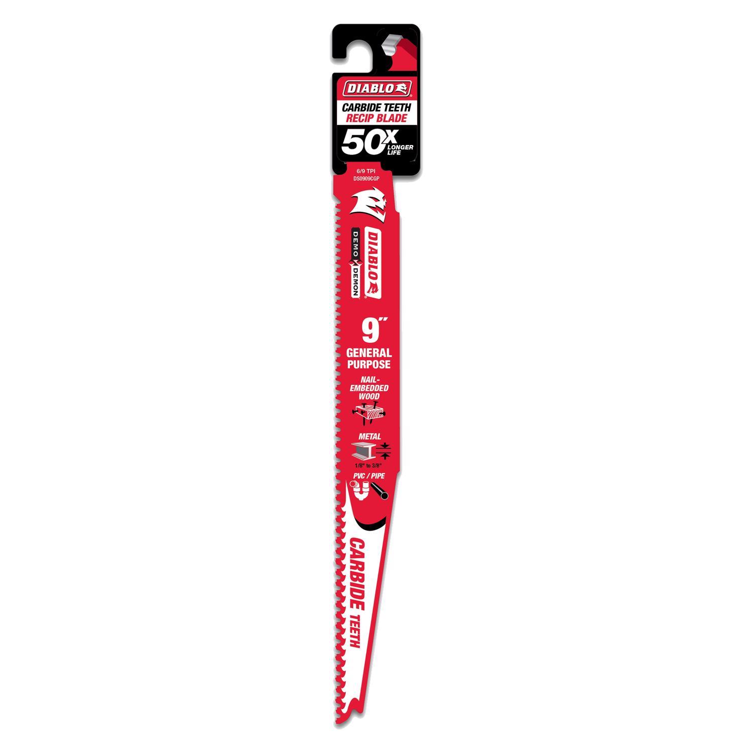 Diablo Demo Demon 9 in. Carbide Tipped General Purpose Reciprocating Saw Blade 6/9 TPI 1 pk