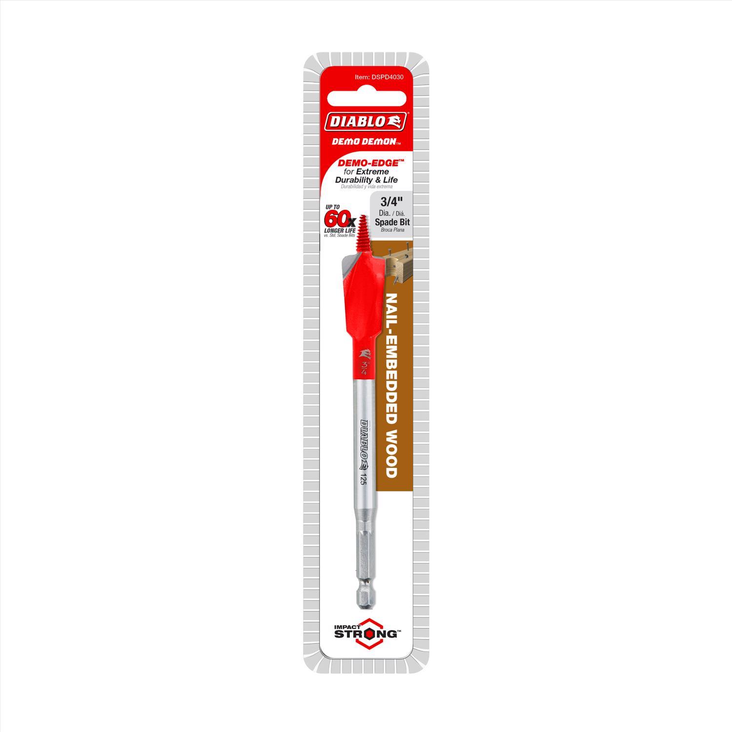 Diablo Demo Demon 3/4 in. X 6 in. L High Carbon Steel Nail-Embedded Wood Spade Bit Hex Shank 1 pk