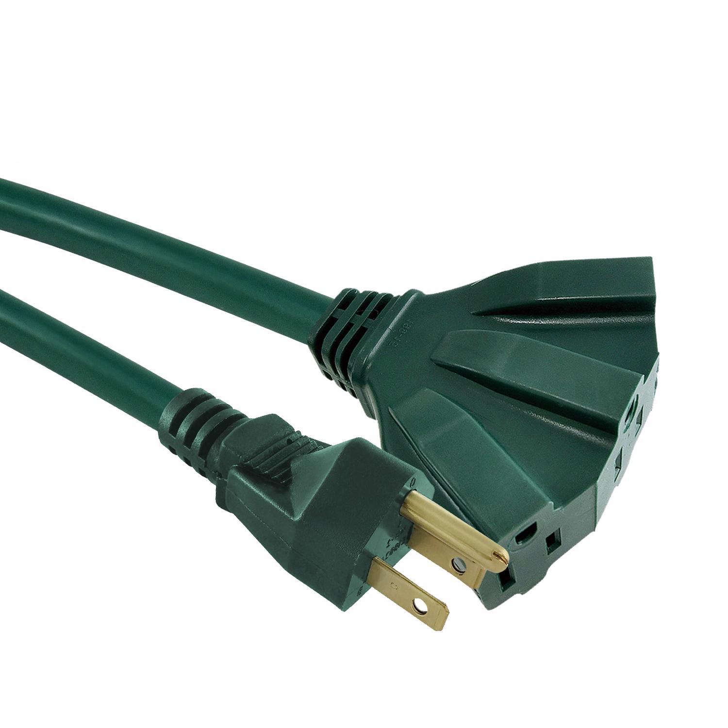 Ace Indoor or Outdoor 10 ft. L Green Triple Outlet Cord 14/3 SJTW