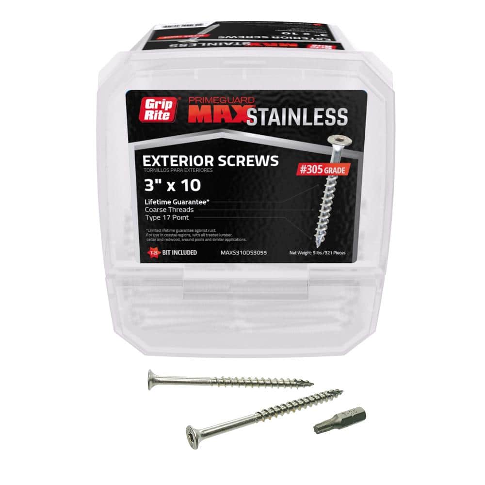 Grip-Rite #10 x 3 in. Star Bugle-Head Stainless Steel 305 Deck Screw