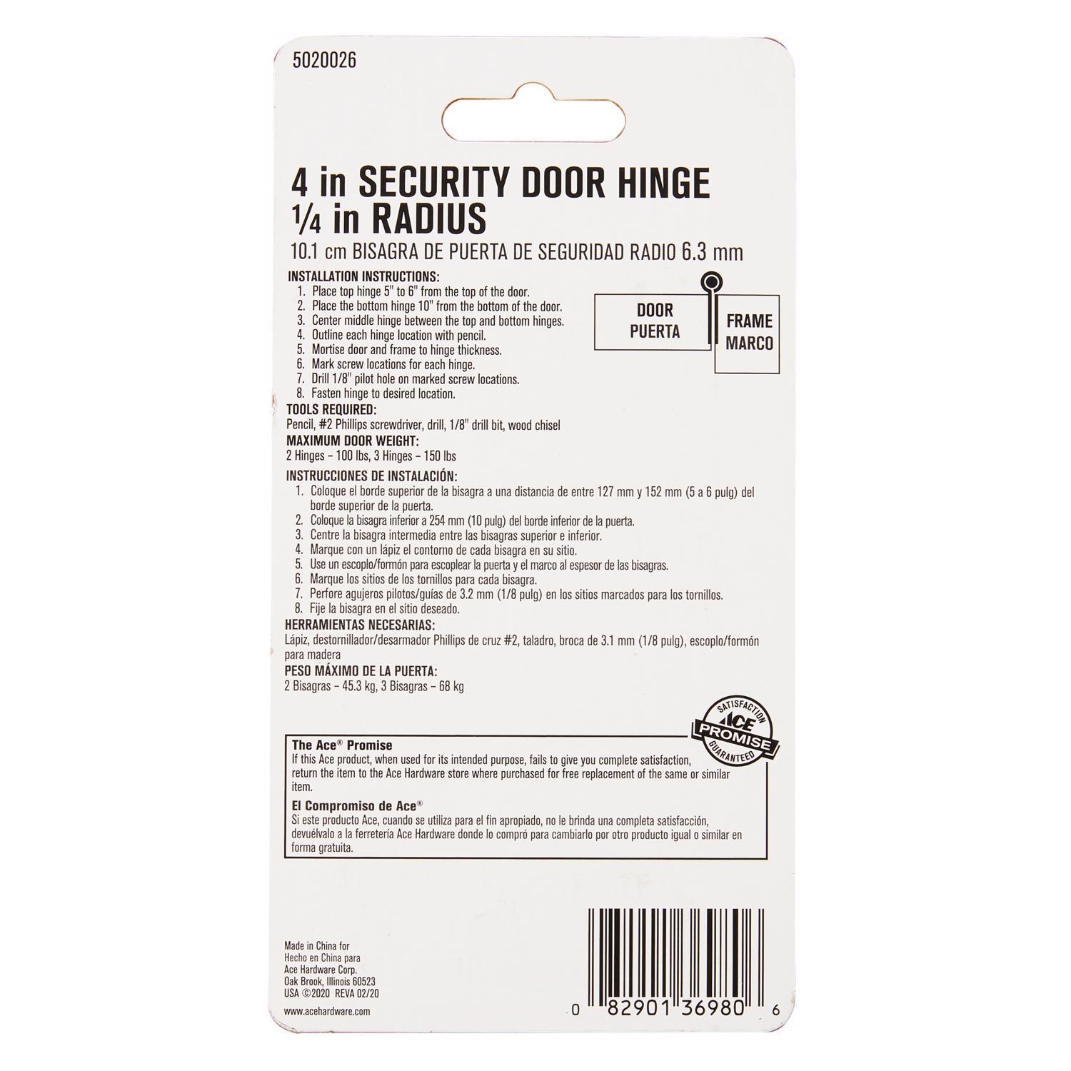 Ace 4 in. L Stainless Steel Residential Door Hinge 1 pk