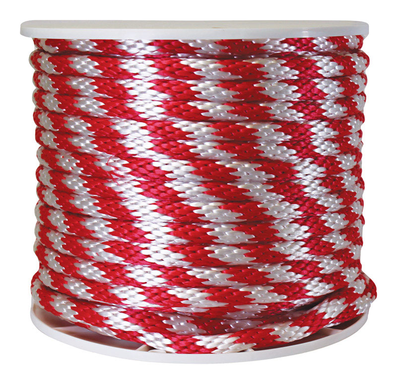 Wellington 5/8 in. Dia. x 200 ft. L Solid Braided Poly Derby Rope Red/White - Sold by the foot