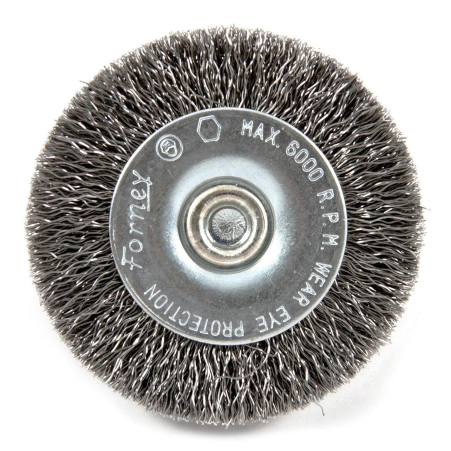 Forney 3 in. Crimped Wire Wheel Brush Metal 6000 rpm 1 pc