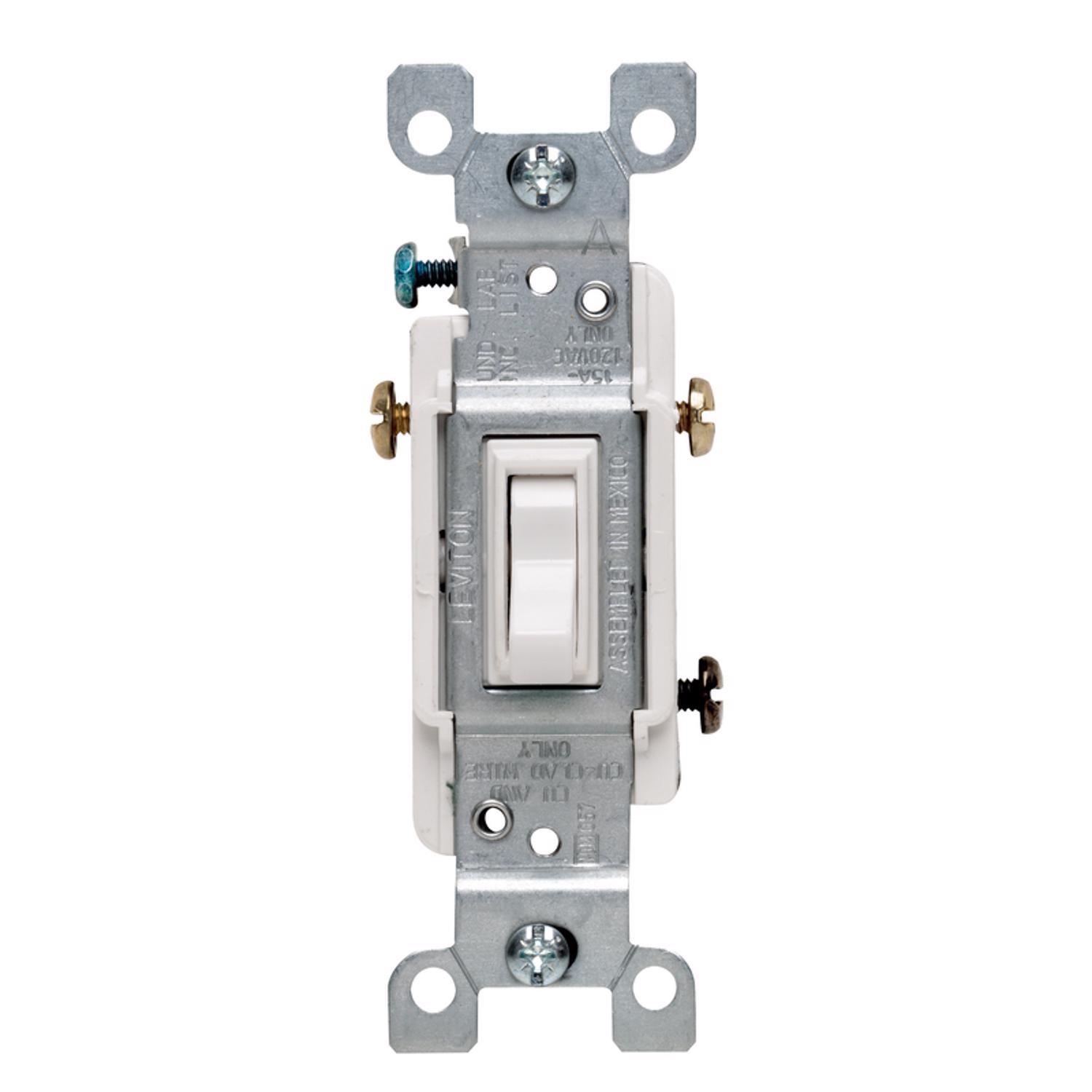 Leviton 15 amps Three Pole Toggle AC Quiet Switch White 6 pk