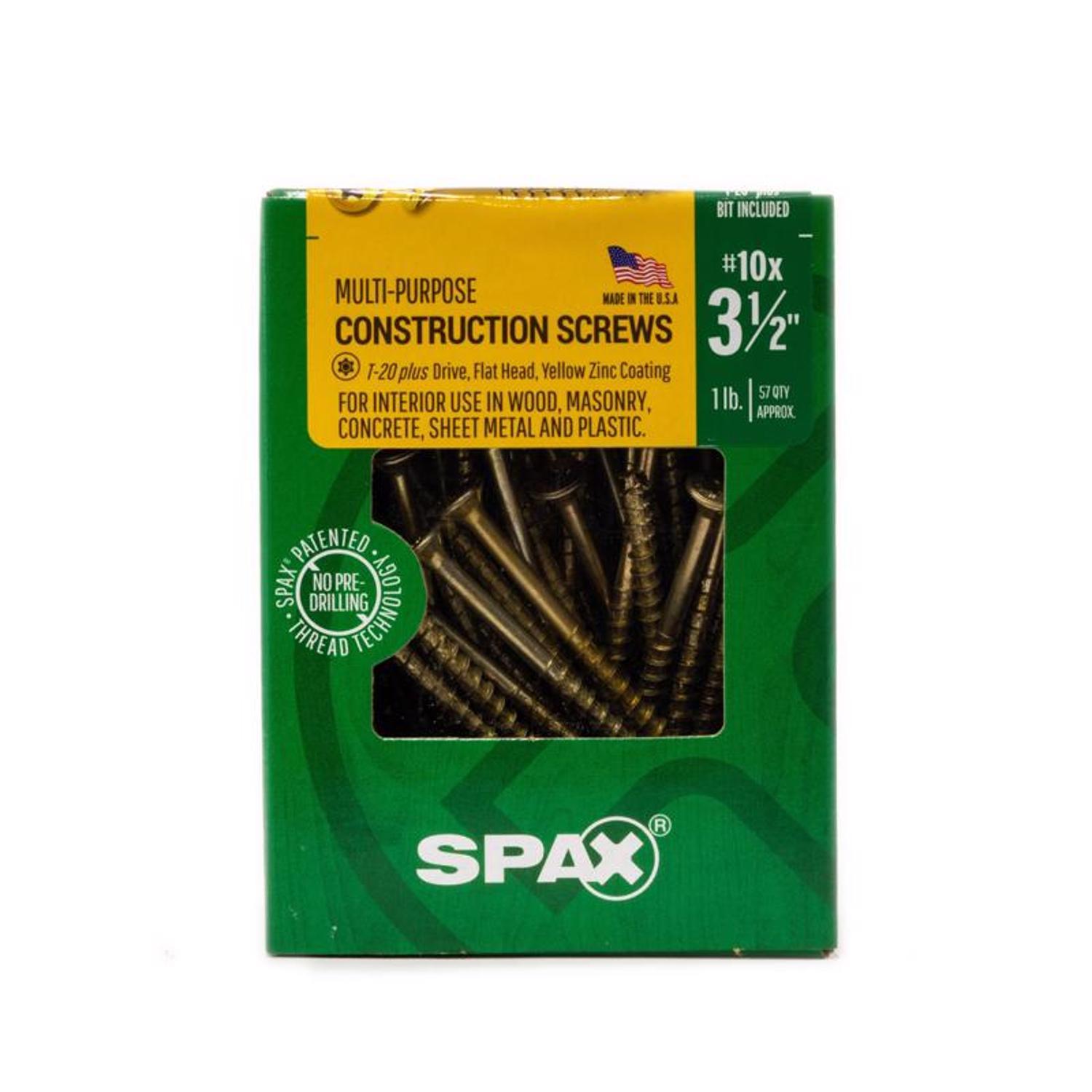 SPAX Multi-Material No. 10 in. X 3-1/2 in. L T-20+ Flat Head Serrated Construction Screws